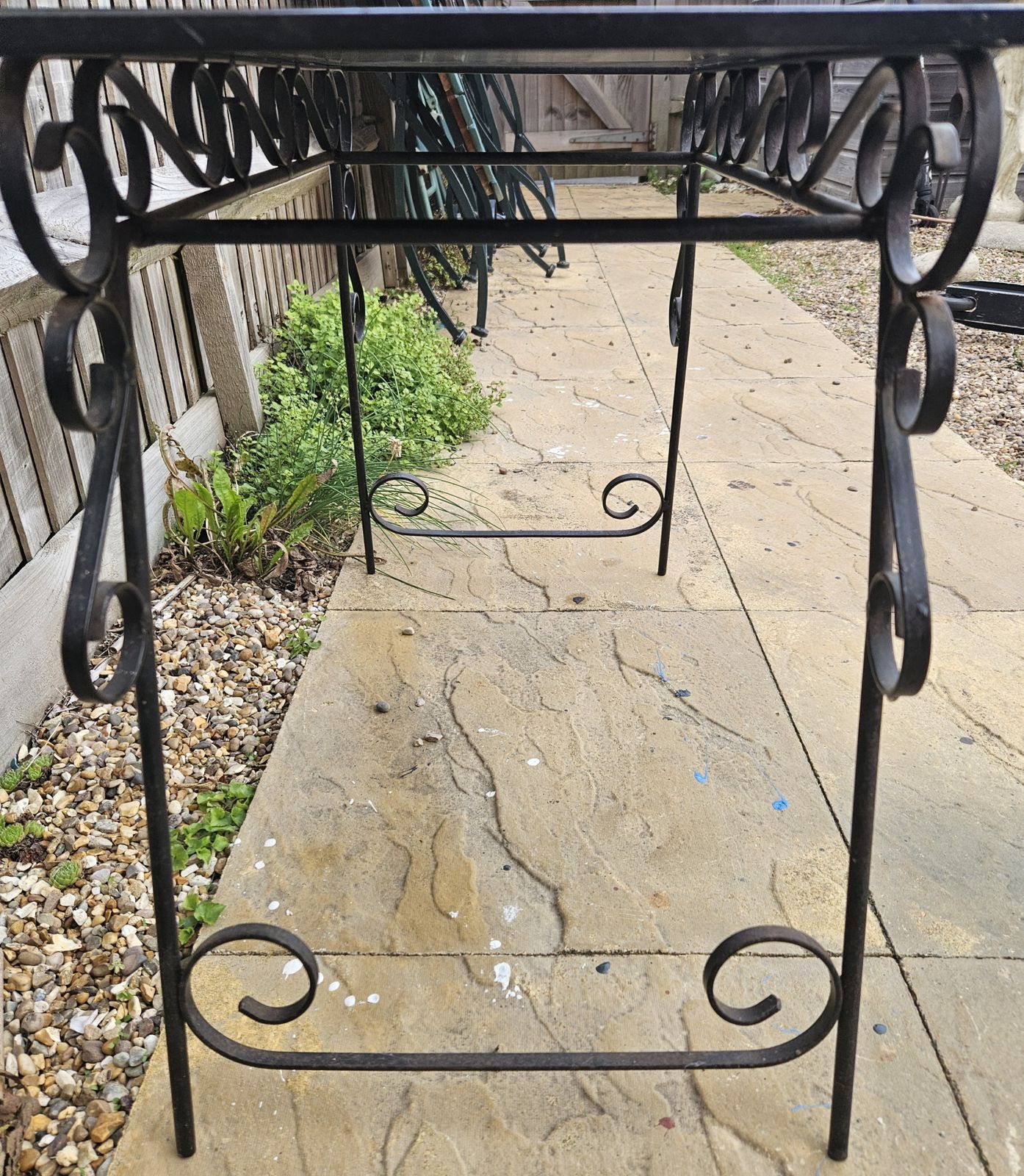 Cast Iron &Black Glass Oriental Side/Coffee Table With Gold Bird Detail photo vinterior