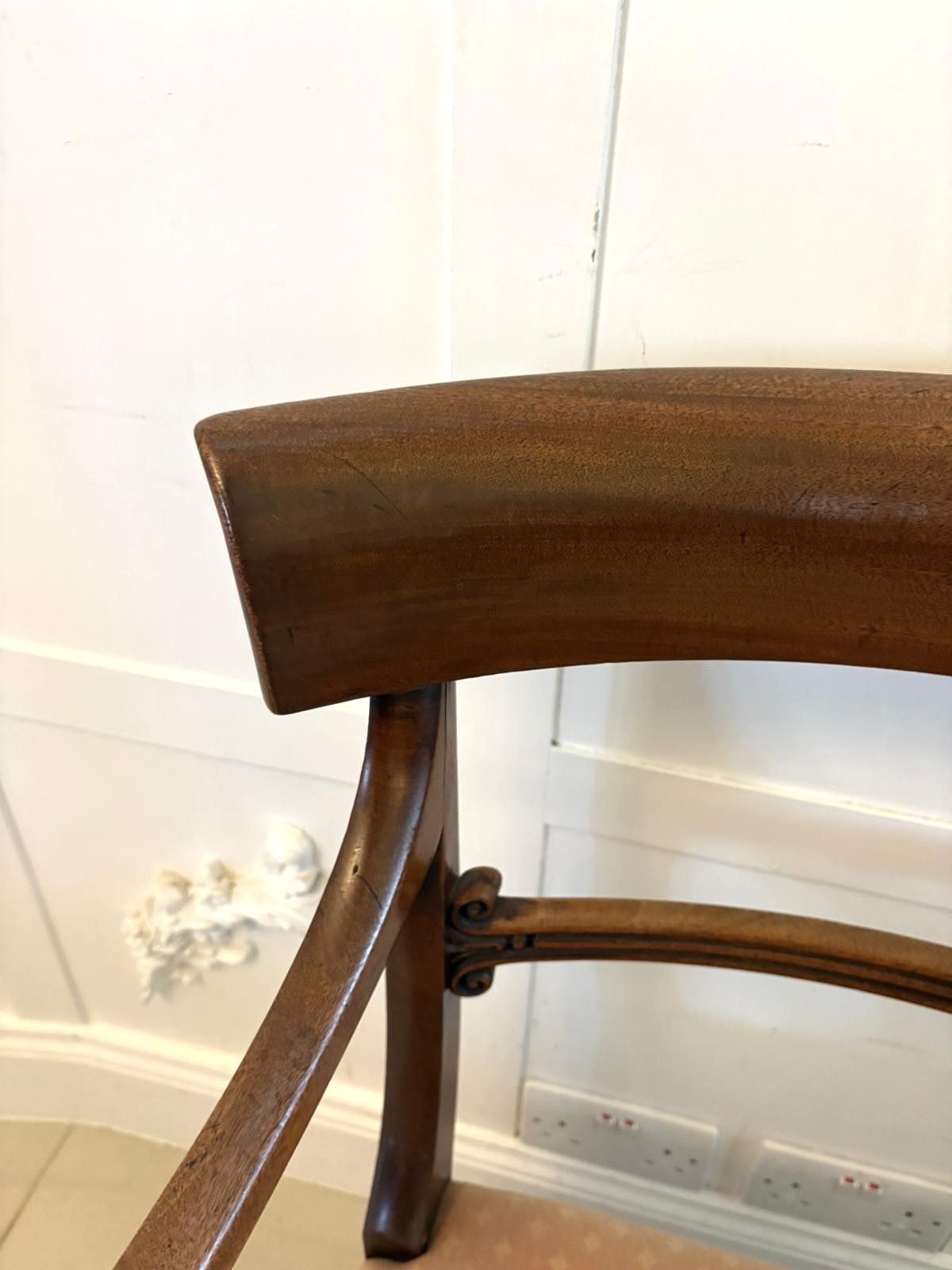 Antique 19th Century Mahogany Set Of 6 Dining Chairs Including 2 Carvers photo furniture