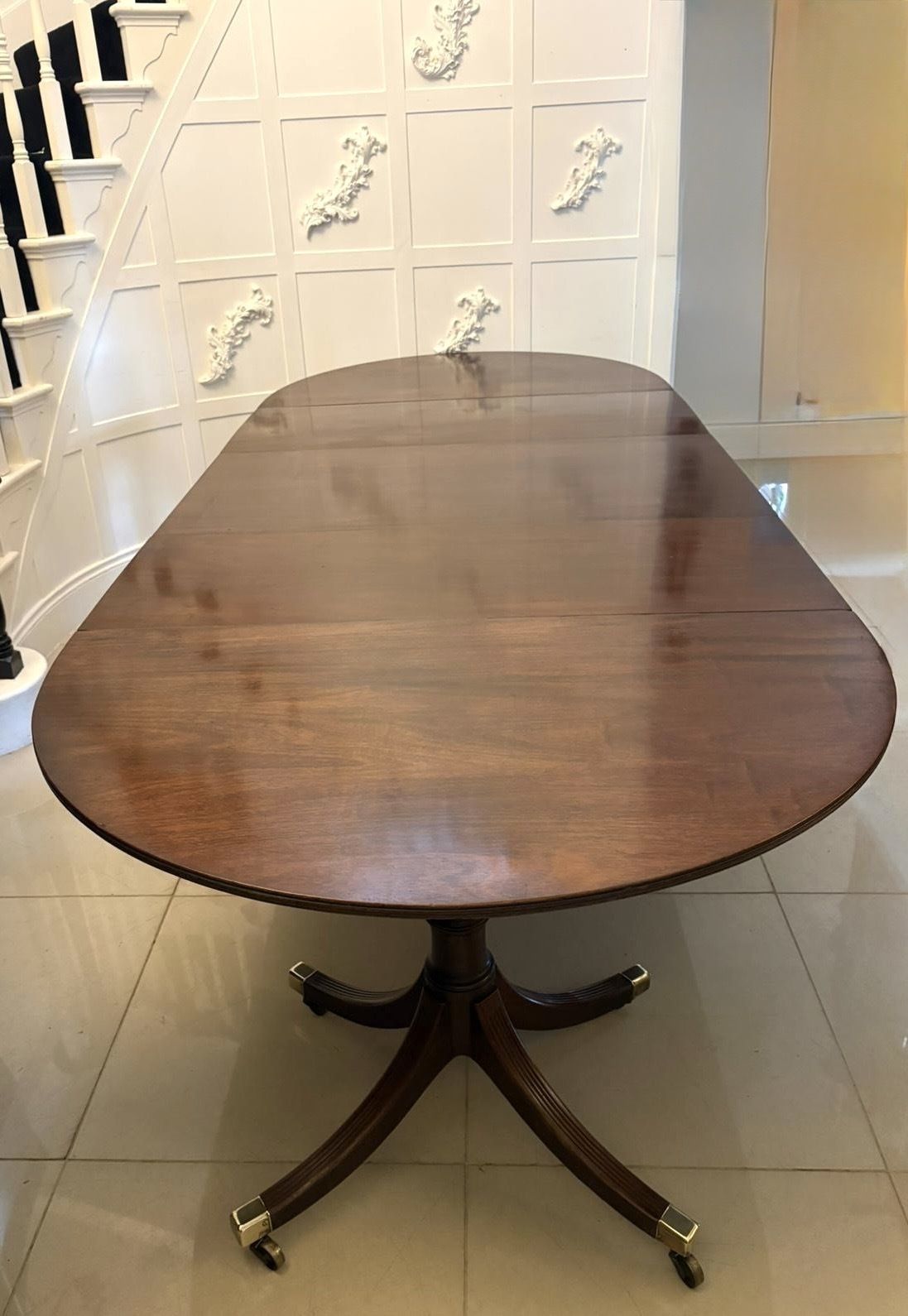 Antique Mahogany Triple Pillar Dining Table 12–14 Seater Extending With Two Leaves photo vintage