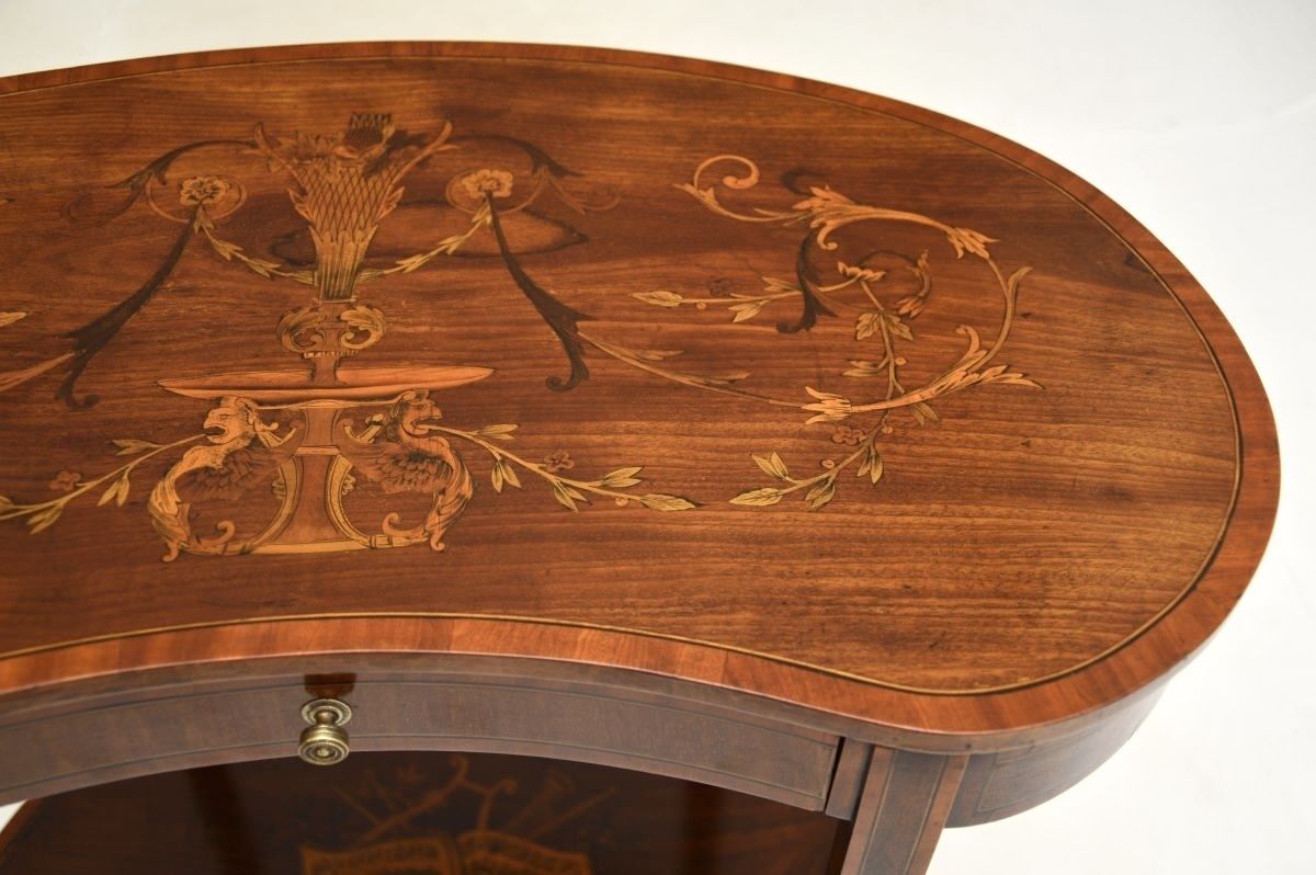 photo furniture Antique Edwardian Inlaid Marquetry Kidney Side Table