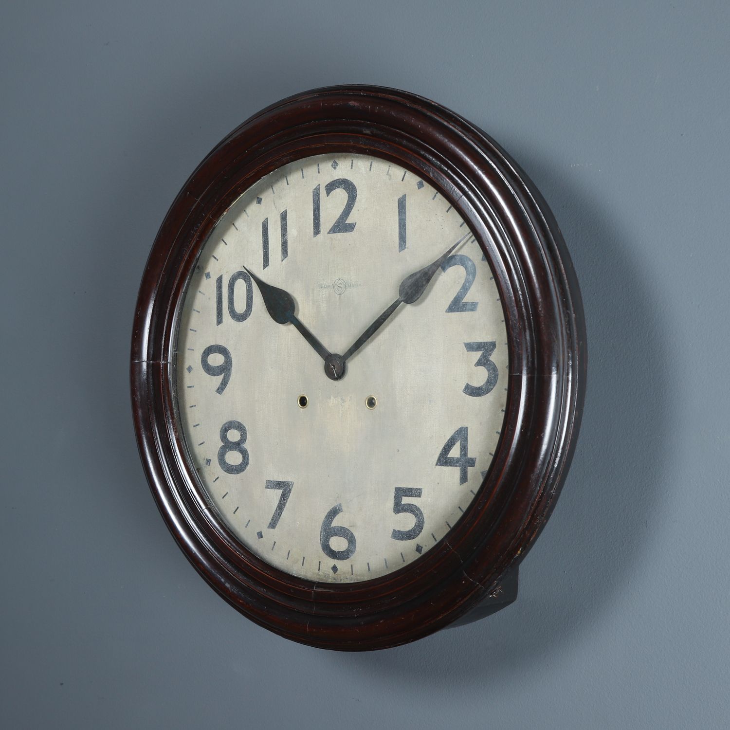photo vinterior Large Antique Japanese 20" Mahogany Trademark Railway Station / School Wall Clock (Chiming / Striking)