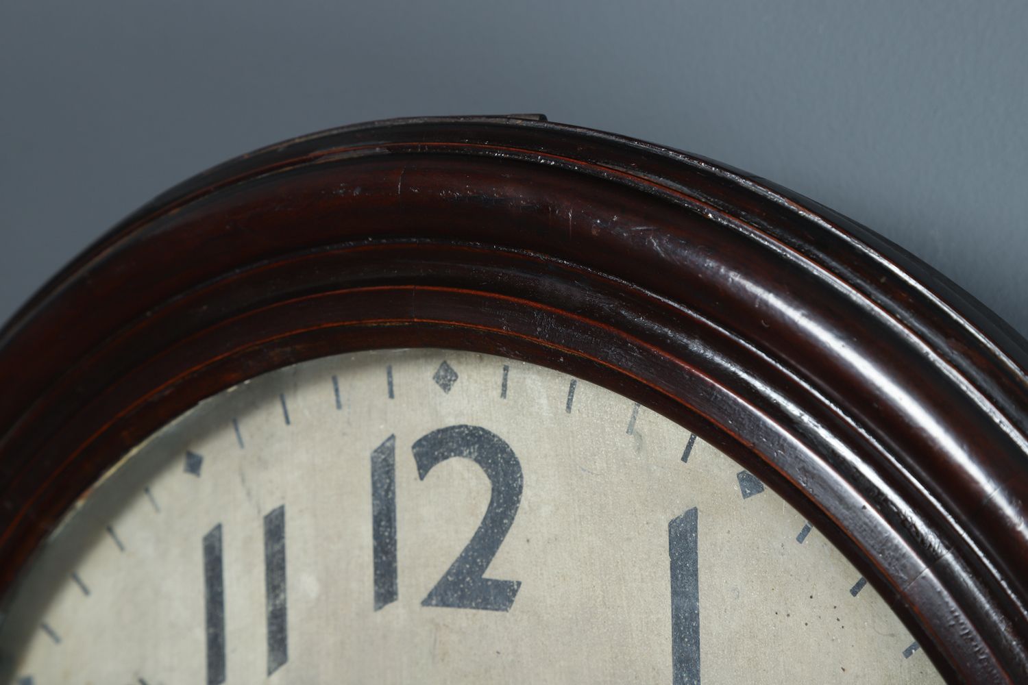 photo buy Large Antique Japanese 20" Mahogany Trademark Railway Station / School Wall Clock (Chiming / Striking)