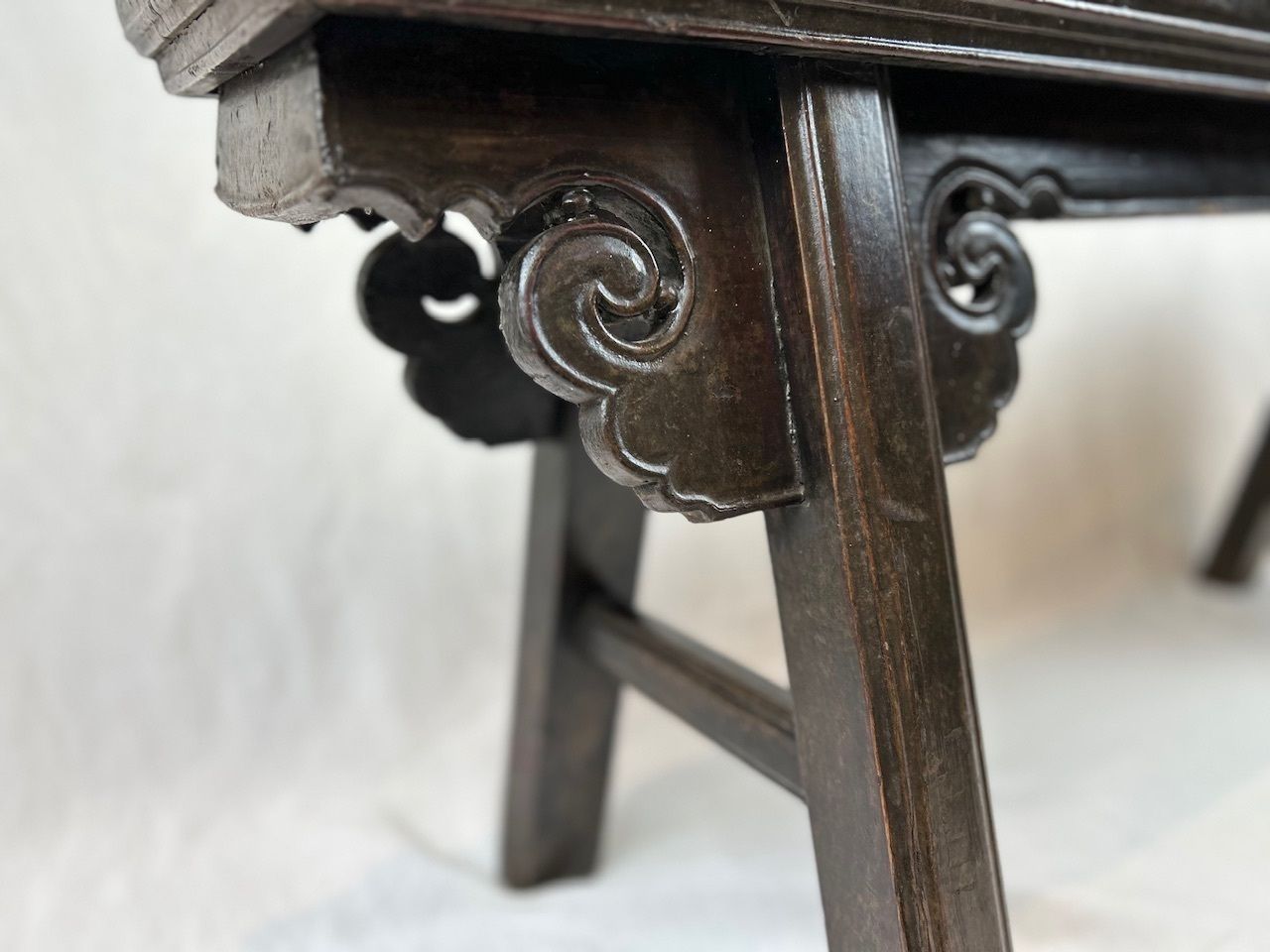 Antique Chinese Wooden Bench, 19th Century photo for sale