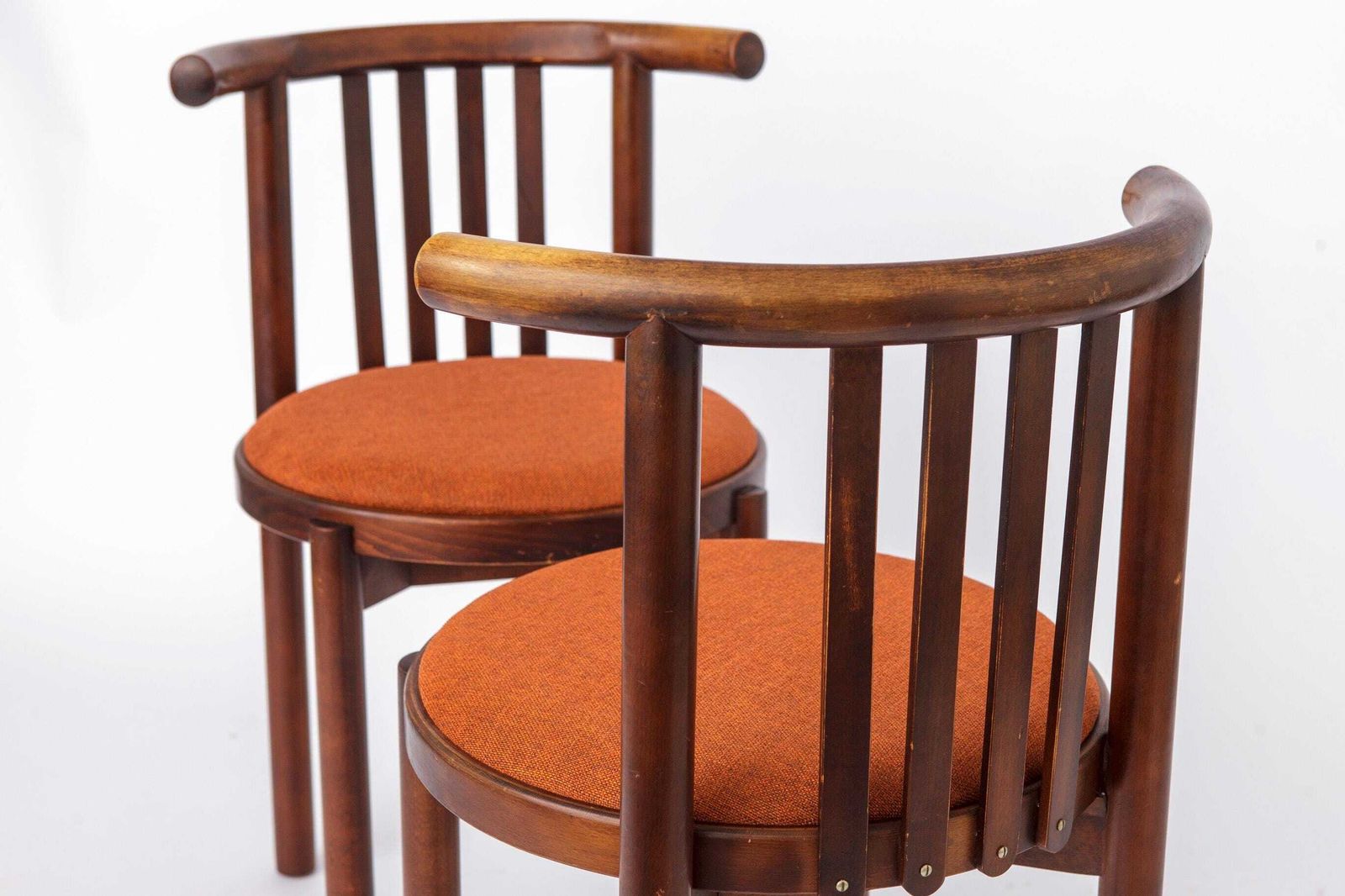 2 Of 5 Bentwood Chairs 1950s, Vintage Beech Wood Chairs, Mid Century Dining Chairs, Rust Upholstered Seats photo 738.0