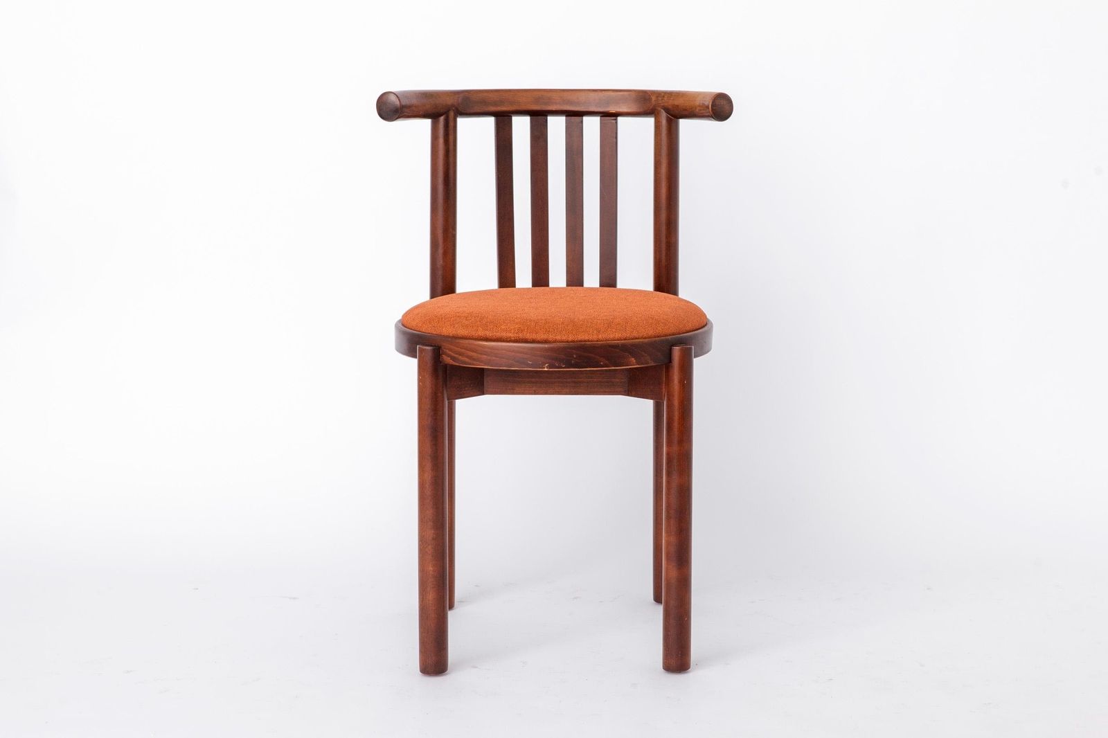 2 Of 5 Bentwood Chairs 1950s, Vintage Beech Wood Chairs, Mid Century Dining Chairs, Rust Upholstered Seats photo vintage