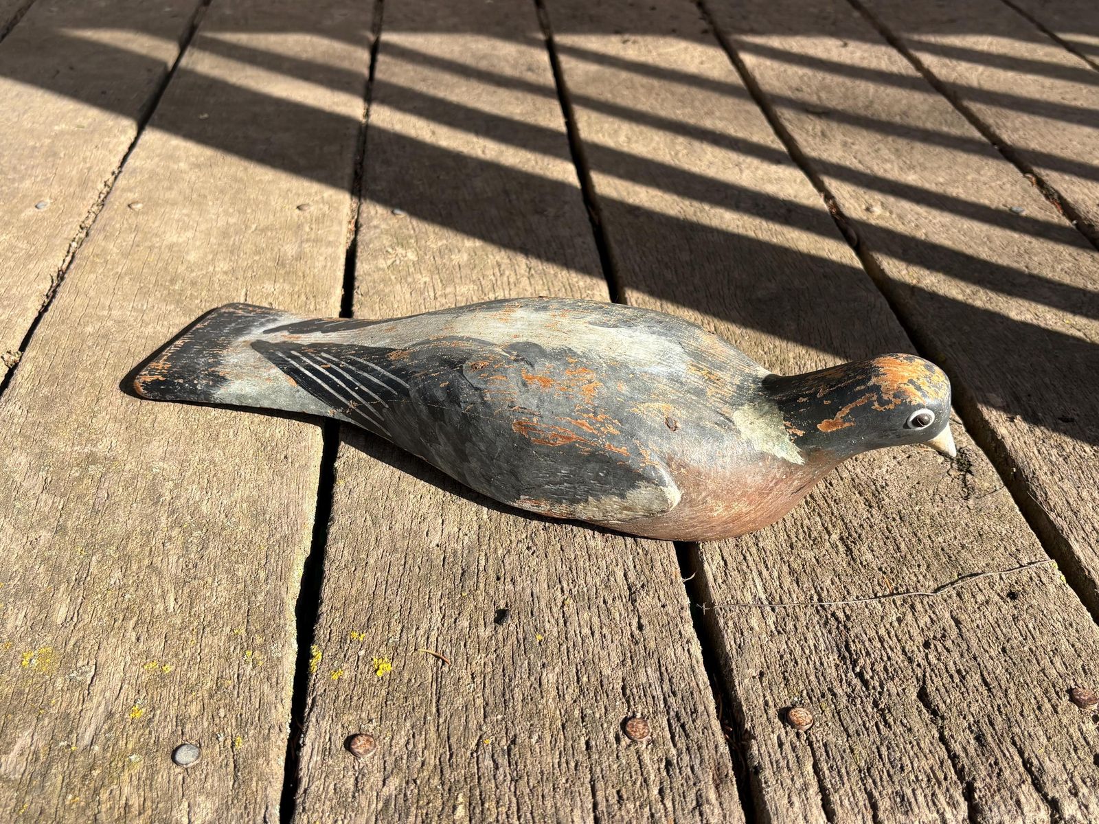 Vintage Wooden Pigeon Decoy H Trulock & Harriss Folk Art Dove Birds. 1950's photo for sale