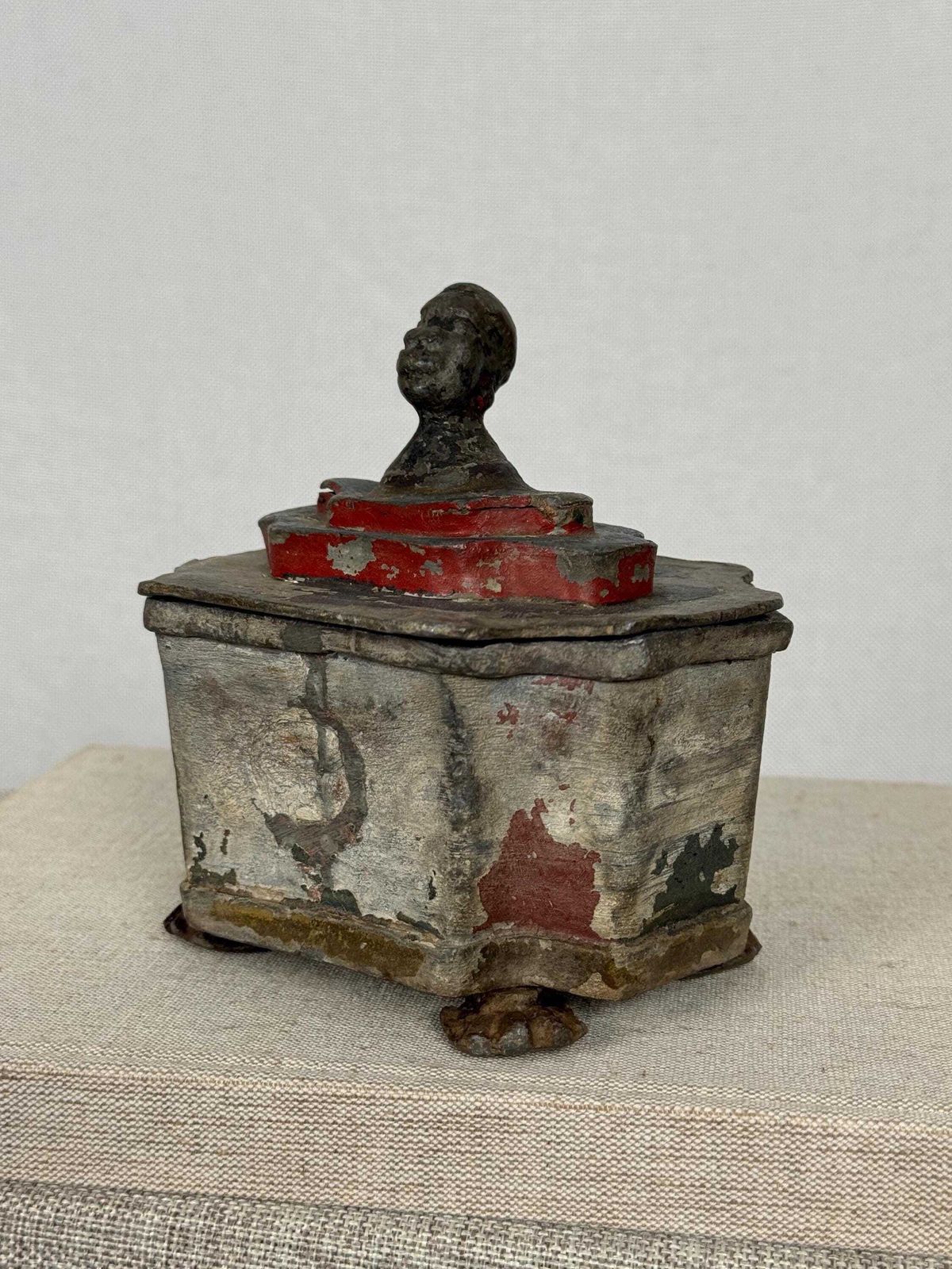 1700s Antique Lead Tobacco Jar | 18th Century Tobacco Pot | Colonial Decor photo vintage