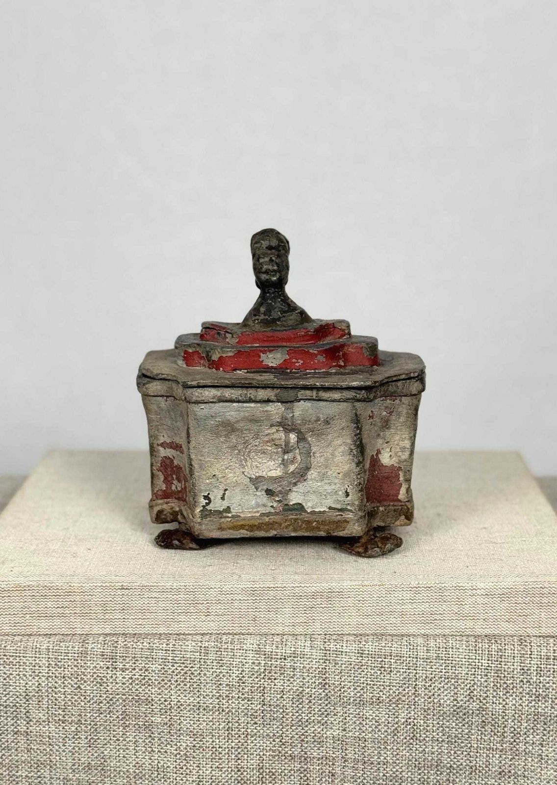 photo furniture 1700s Antique Lead Tobacco Jar | 18th Century Tobacco Pot | Colonial Decor