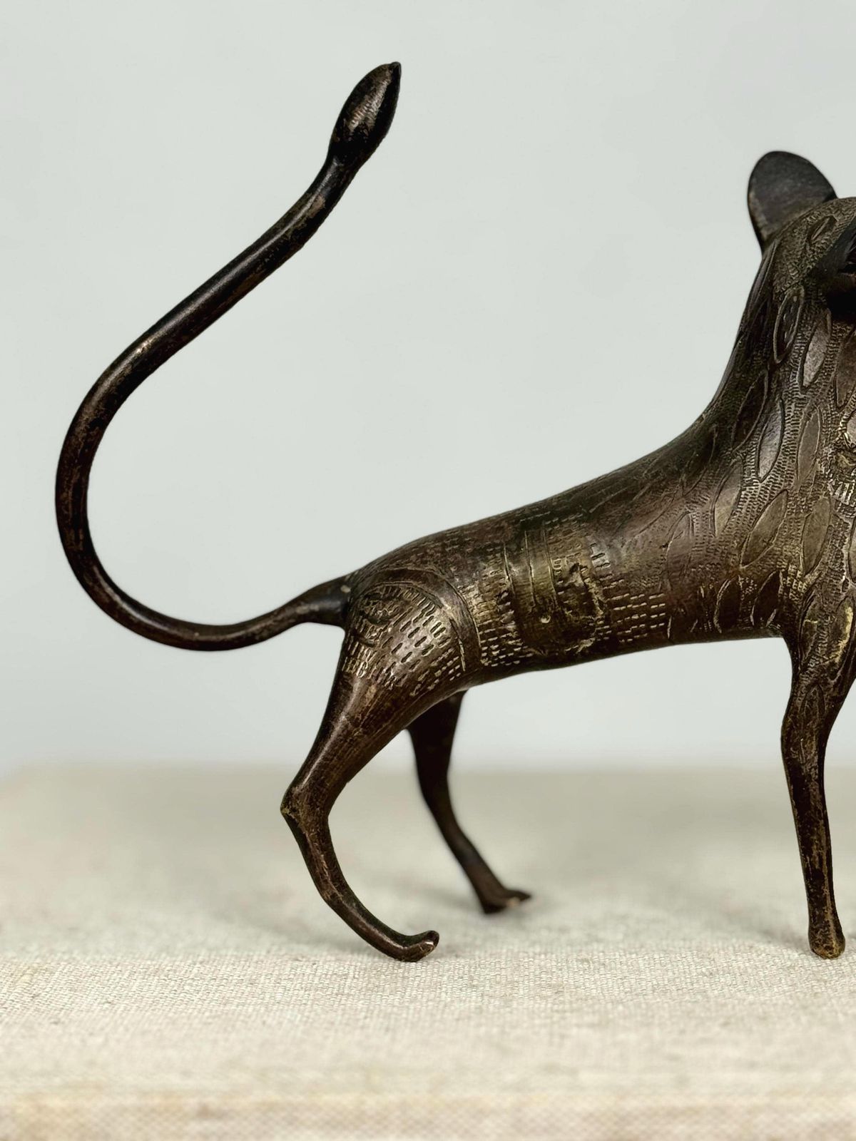 Vintage African Benin Bronze Leopard Sculpture | West African Sculpture | African Bronze Figure photo for sale