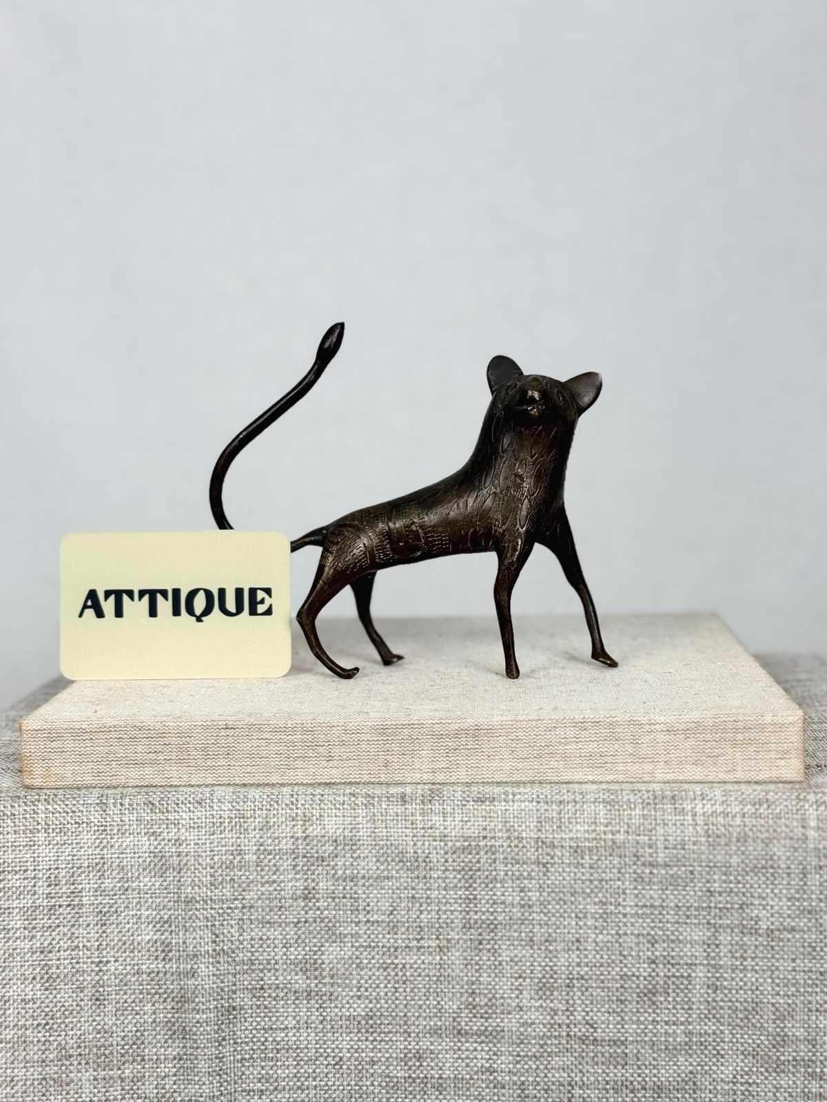 Vintage African Benin Bronze Leopard Sculpture | West African Sculpture | African Bronze Figure photo vintage