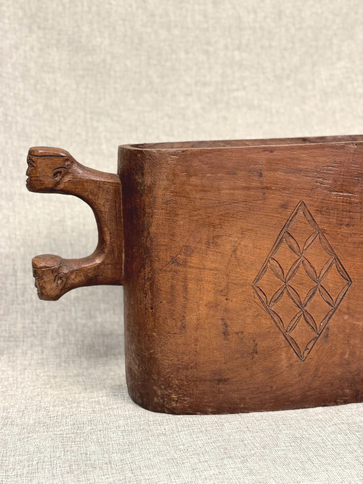 Hand Carved West African Umbrella Stand | Tribal Art, Anthropomorphic Vessel photo furniture