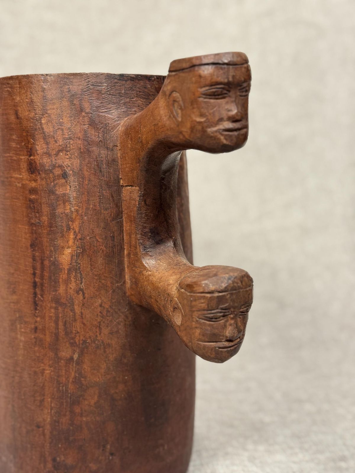 Hand Carved West African Umbrella Stand | Tribal Art, Anthropomorphic Vessel photo 180.0