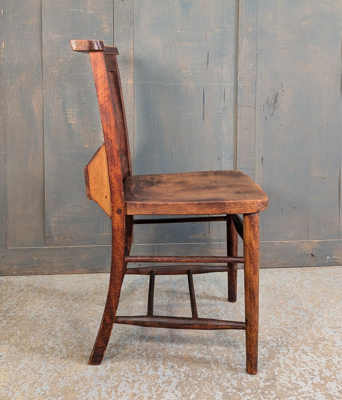 1920’s Vintage Medium To Dark Colour Slat Back Church Chapel Chairs photo for sale