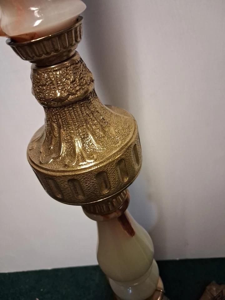 Italian Hollywood Regency Style Hall Tree Stand Marble Onyx And Brass 1960 Circa photo buy