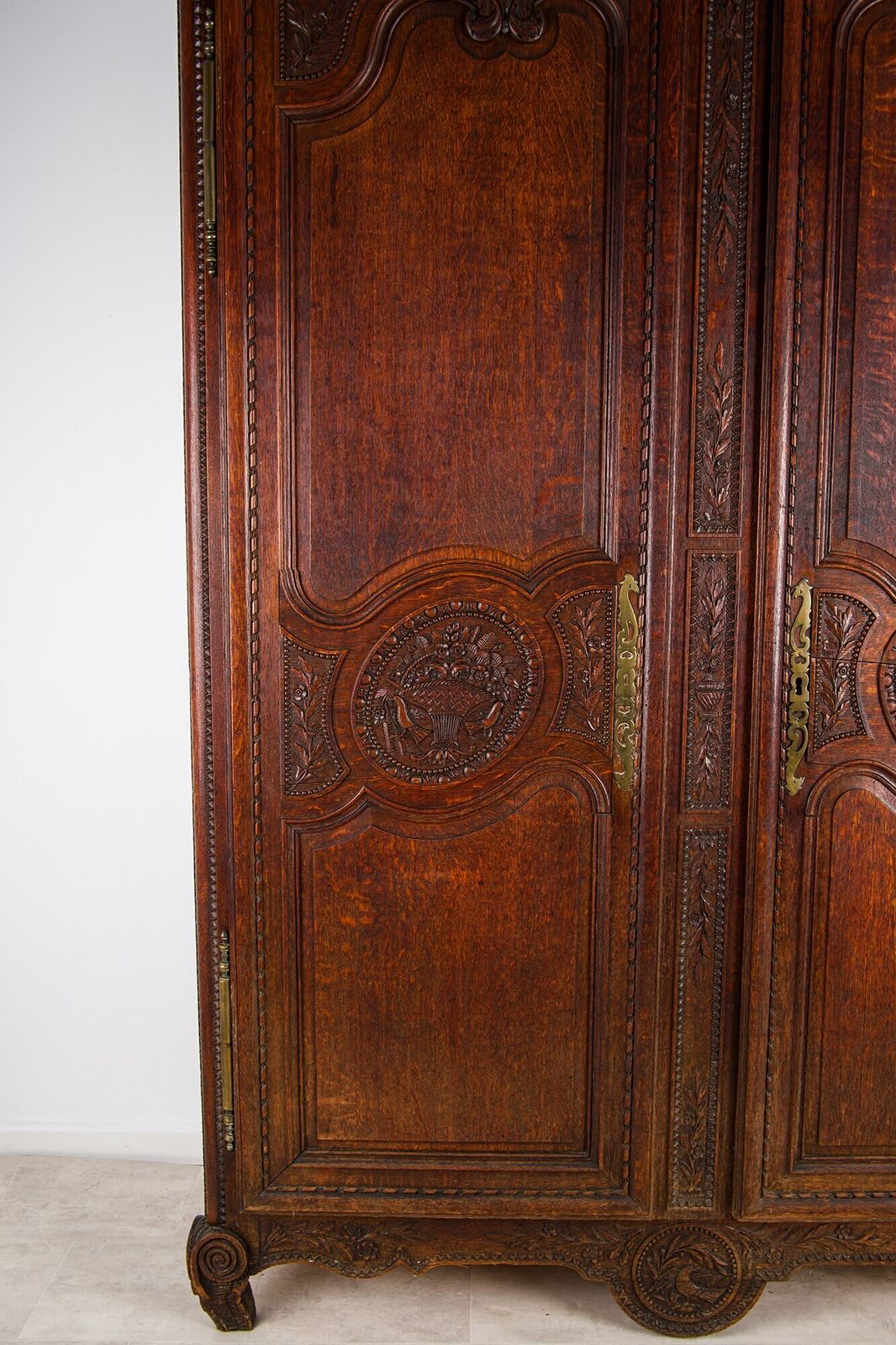 Large Antique French Carved Oak Armoire Wardrobe   19th Century Louis XV Style photo for sale