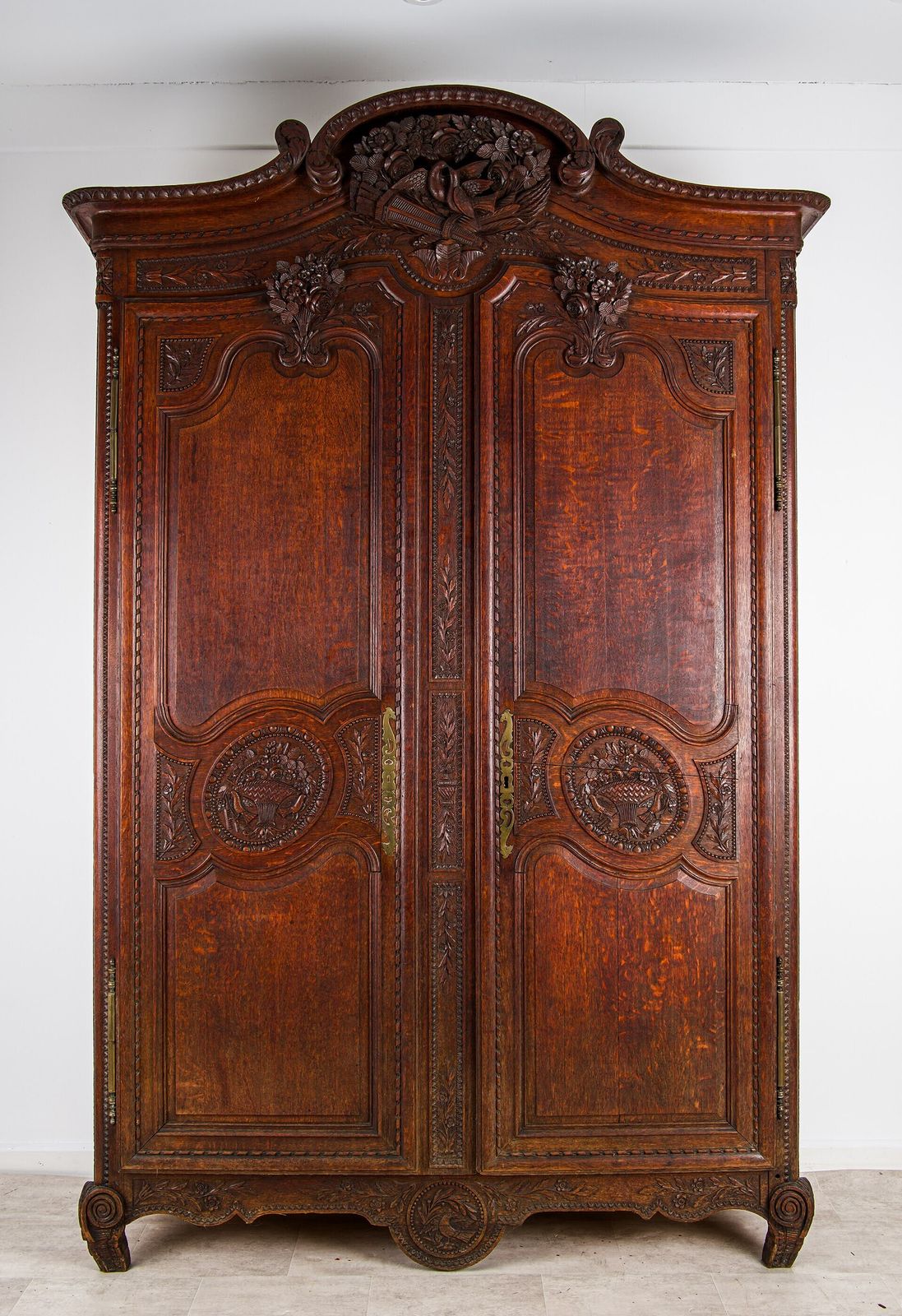 Large Antique French Carved Oak Armoire Wardrobe   19th Century Louis XV Style photo vintage