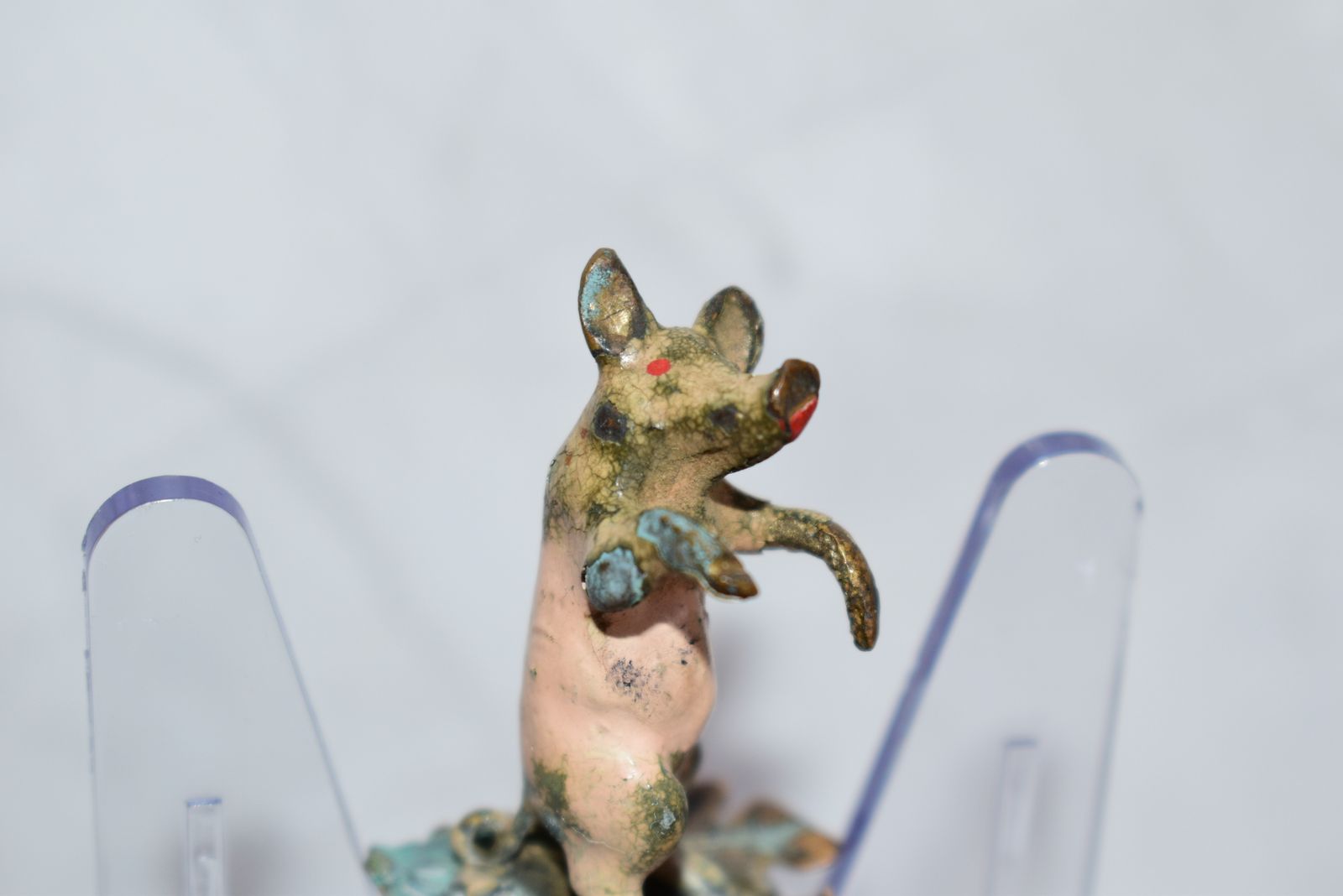 Cold Painted Bronze Begging Pig Table Bell Handle And Clapper In Shape Of An Acorn   Gorgeous Rare Viennese Figure photo Home Decor