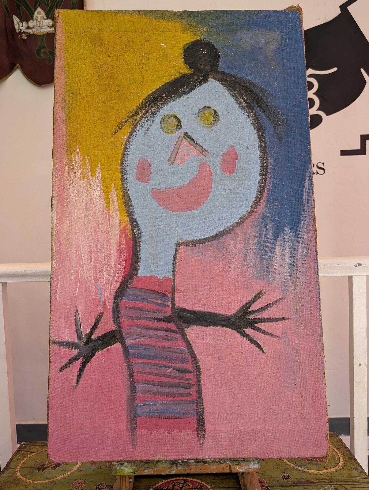 1970s American Outsider Folk Art Painting On Hessian Board. photo buy