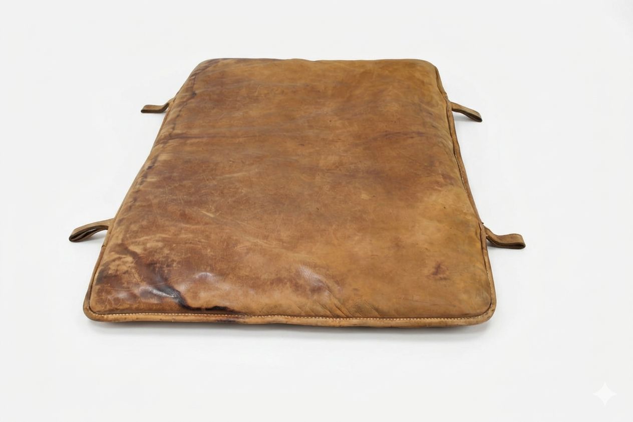 Vintage Leren Gymmat, Jaren 1930, Tsjecho Slowakije photo Textiel
