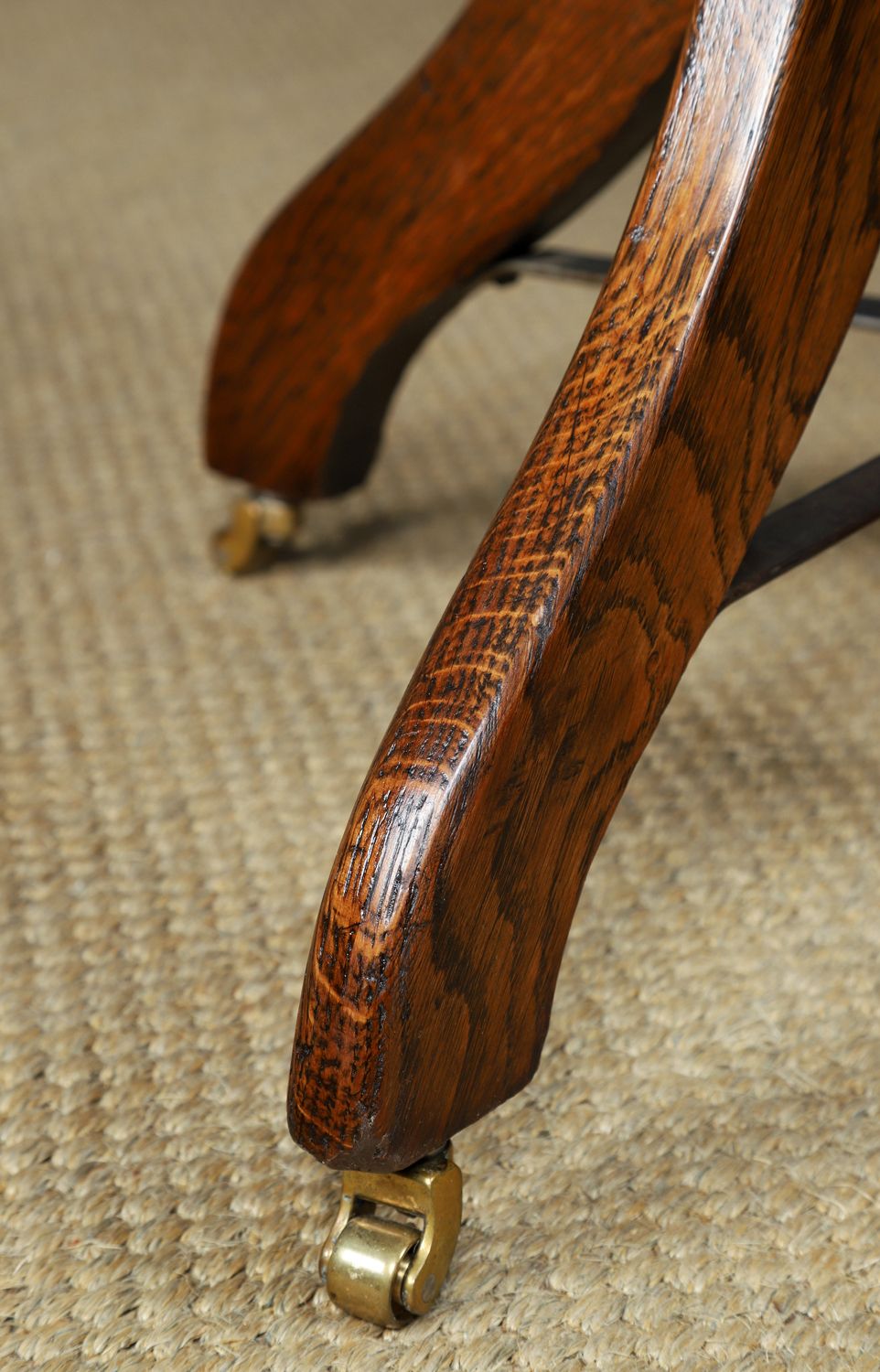 Furniture Antique English George V Oak & Green Leather Revolving Office Chair (Circa 1920) photo