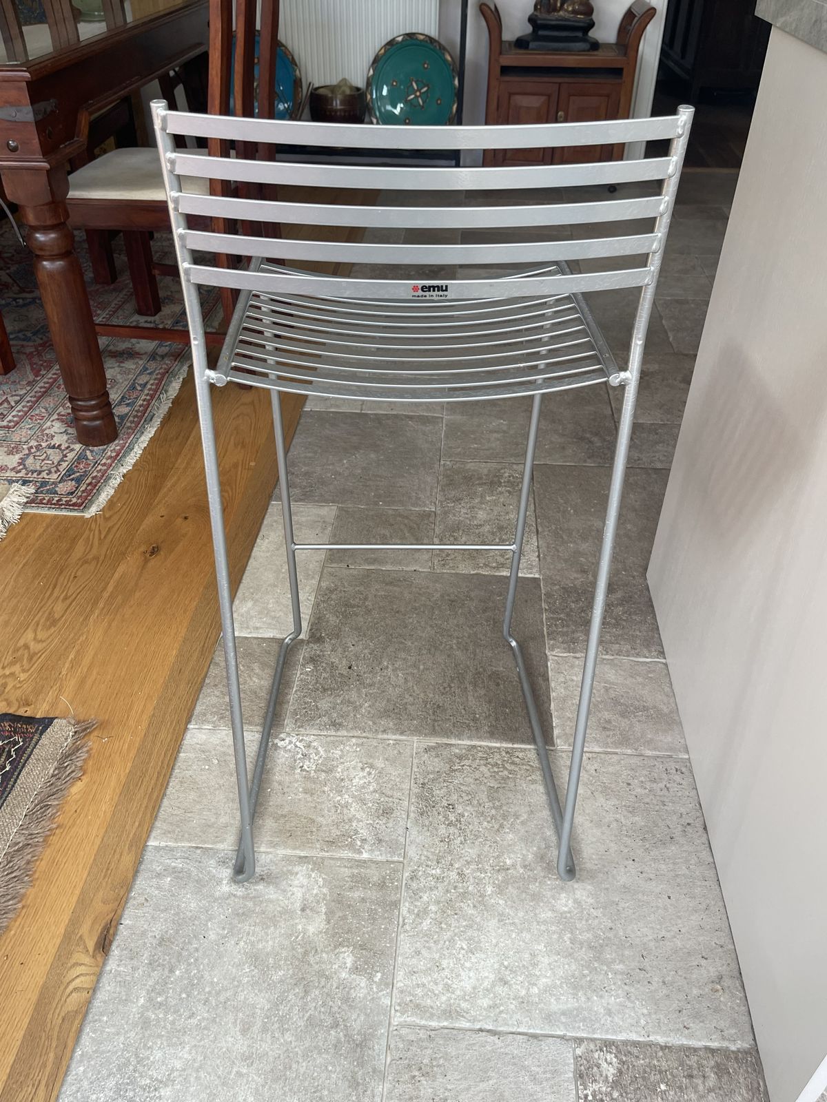 Stylish Italian Brushed Steel Stacking Cocktail Chairs Set Of Six photo buy