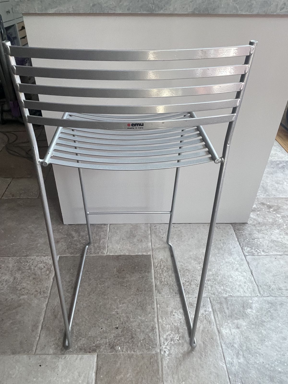 Stylish Italian Brushed Steel Stacking Cocktail Chairs Set Of Six photo vintage
