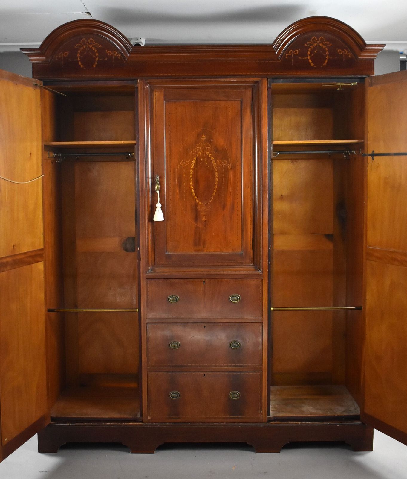 Edwardian Inlaid Mahogany Triple Wardrobe photo 1250.0