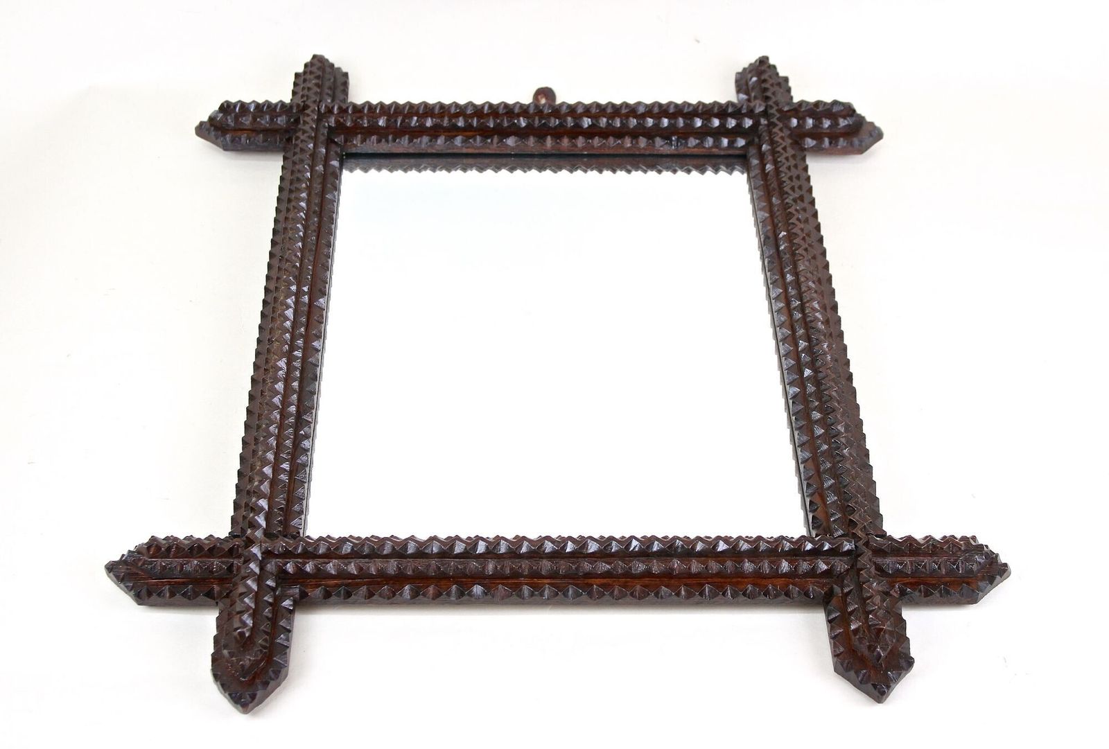 photo furniture 19th Century Tramp Art Rustic Mirror, Handcarved, Austria Circa 1880