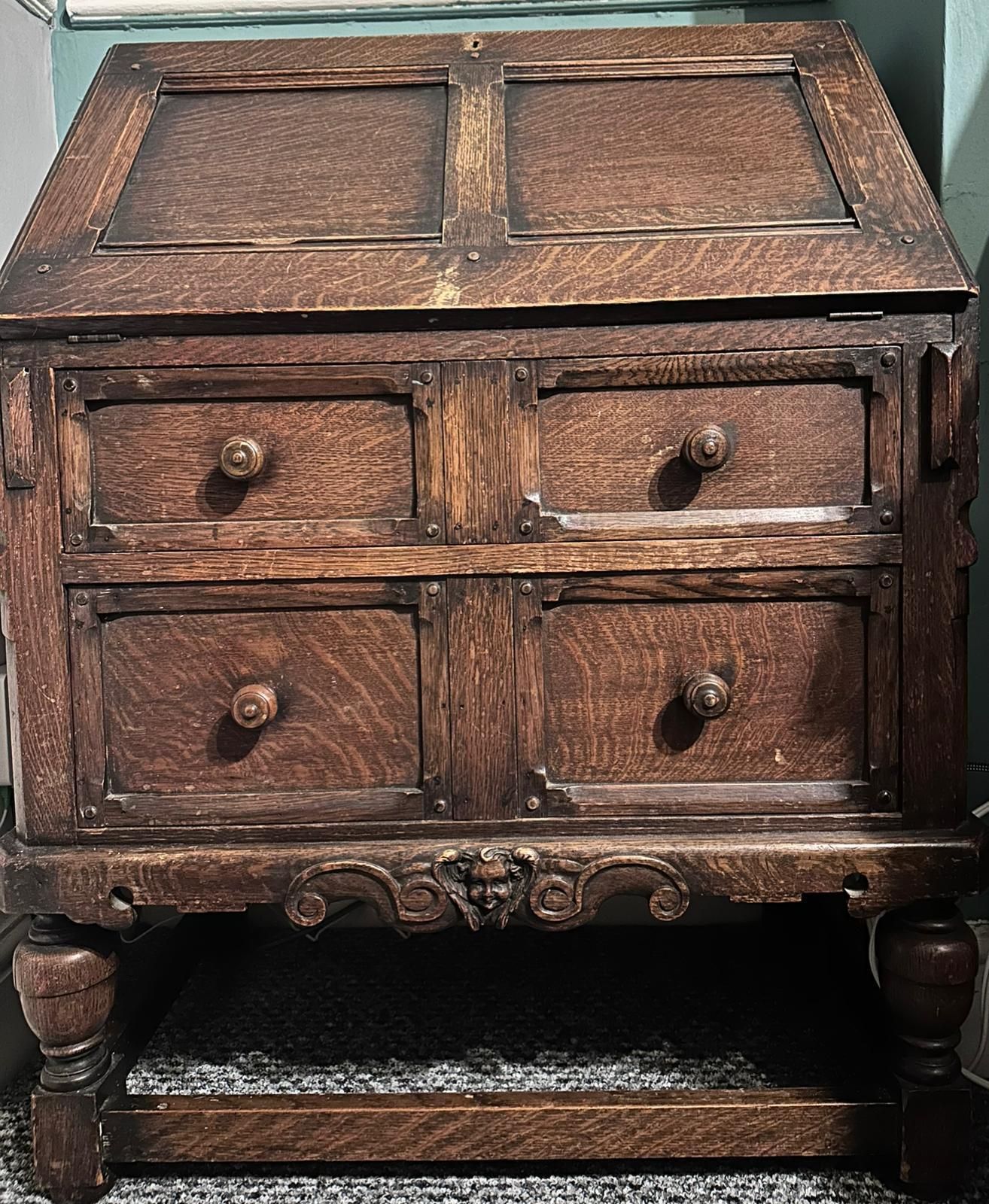Ercol 438 Oak Carved Bureau Extremely Rare Bureau Desk 1933 Catalogue