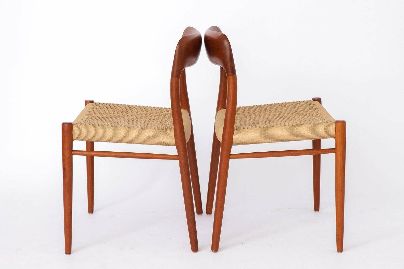 8 Niels Moller Chairs, Model 75, 1950s, Teak Wood, Papercord Seat, Vintage Chairs, Set Of 8, Dining Chairs, Denmark photo vintage