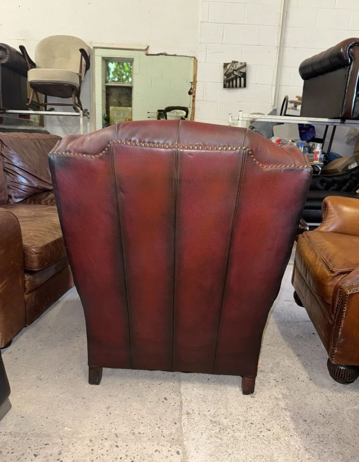Tetrad Oskar Chesterfield Oxblood Real Leather Wingback Chair photo furniture
