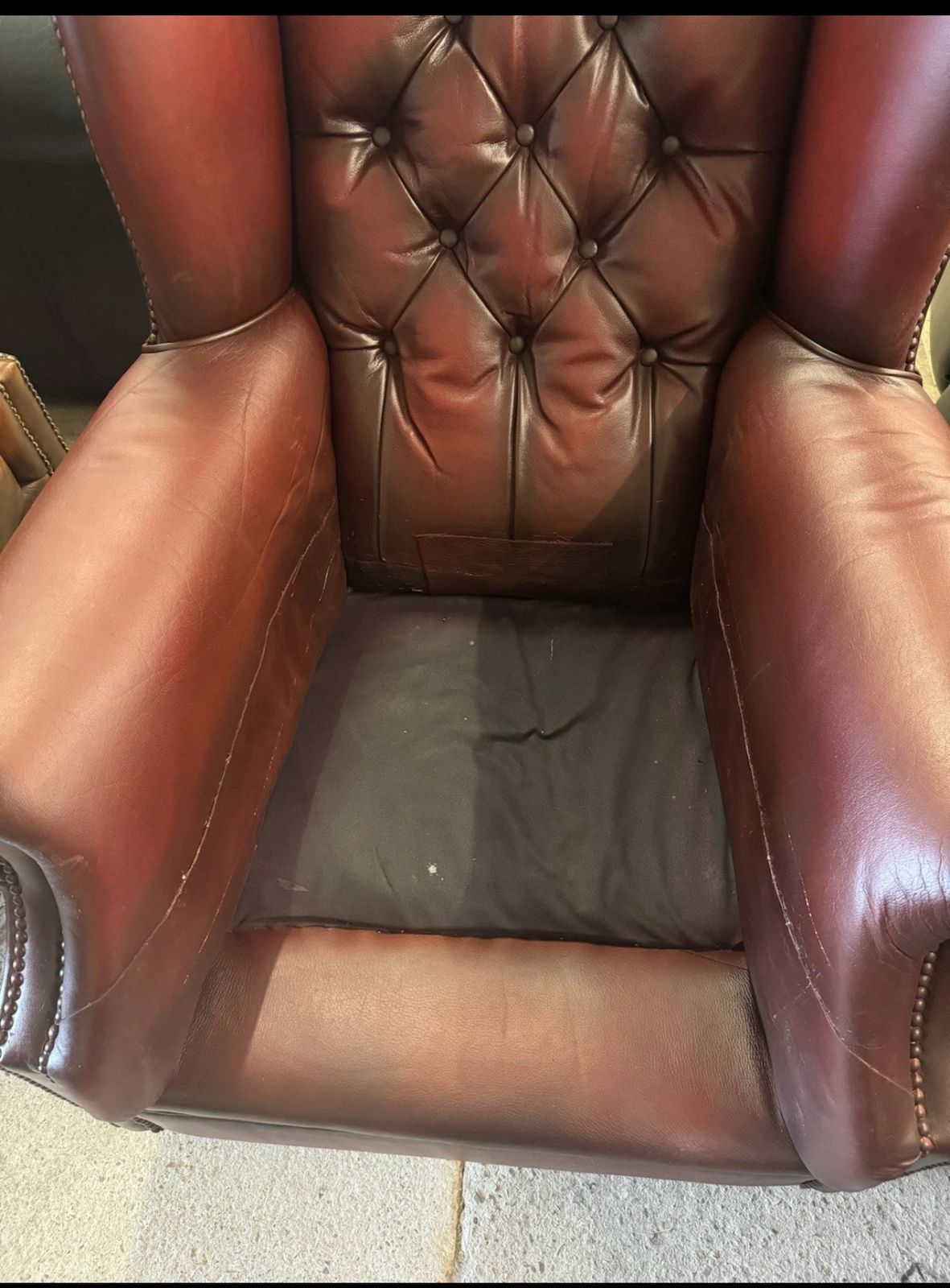 Tetrad Oskar Chesterfield Oxblood Real Leather Wingback Chair photo Furniture