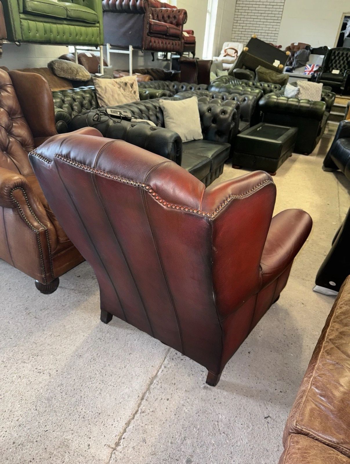 Tetrad Oskar Chesterfield Oxblood Real Leather Wingback Chair photo vinterior