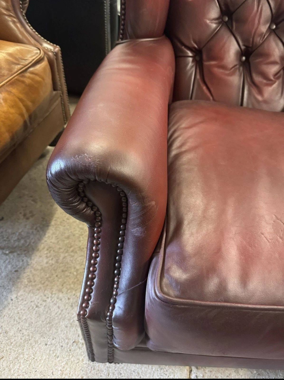 700.0 Tetrad Oskar Chesterfield Oxblood Real Leather Wingback Chair photo