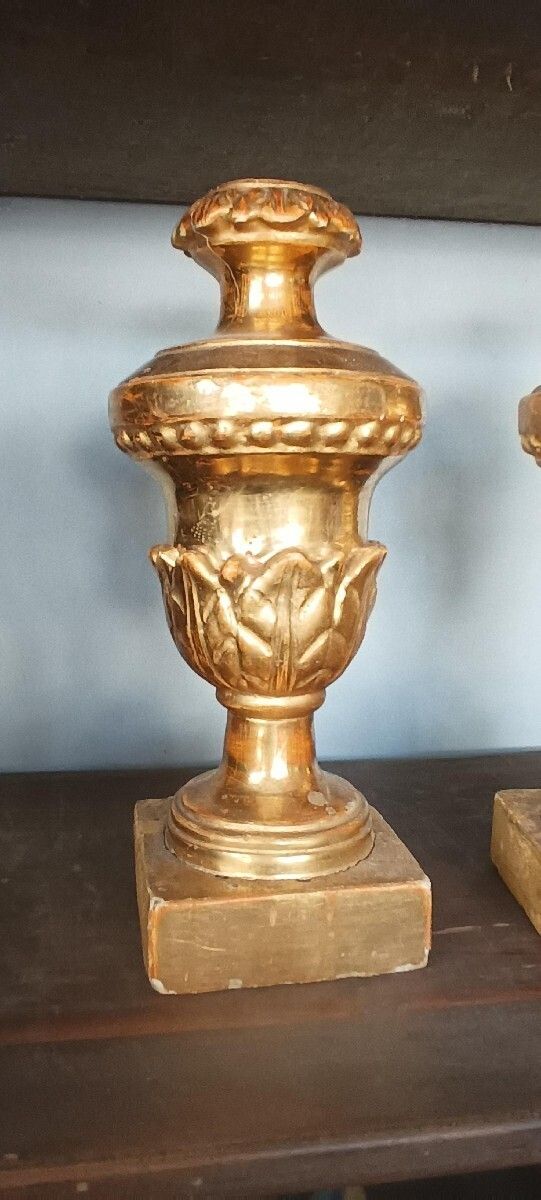 Pair Of Antique Candlesticks With Palm Shaped Bases, Tuscany, Early 19th Century. photo for sale