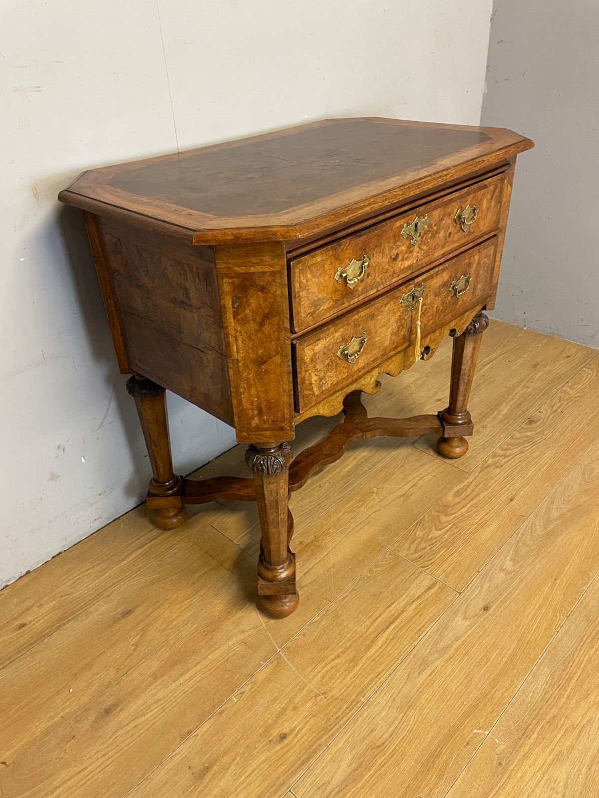 Shoolbred And Co Burr Walnut Carved Lowboy Circa 1890 photo vinterior