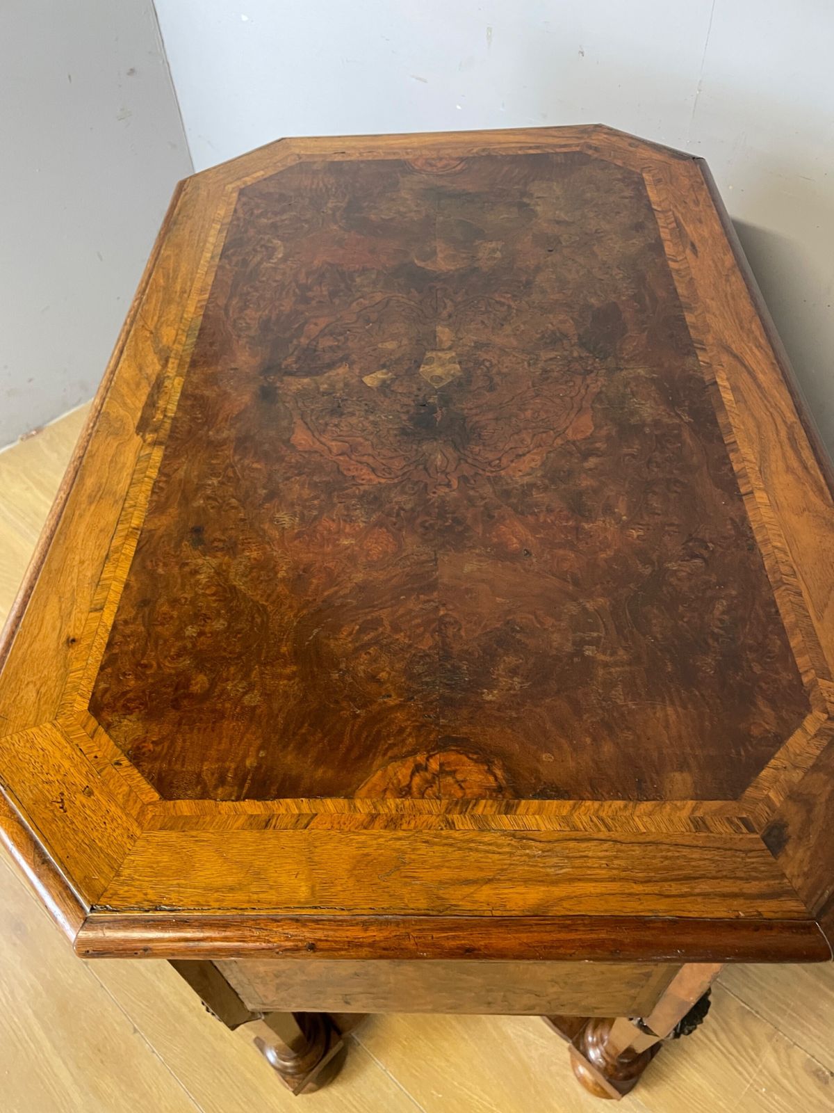 Furniture Shoolbred And Co Burr Walnut Carved Lowboy Circa 1890 photo