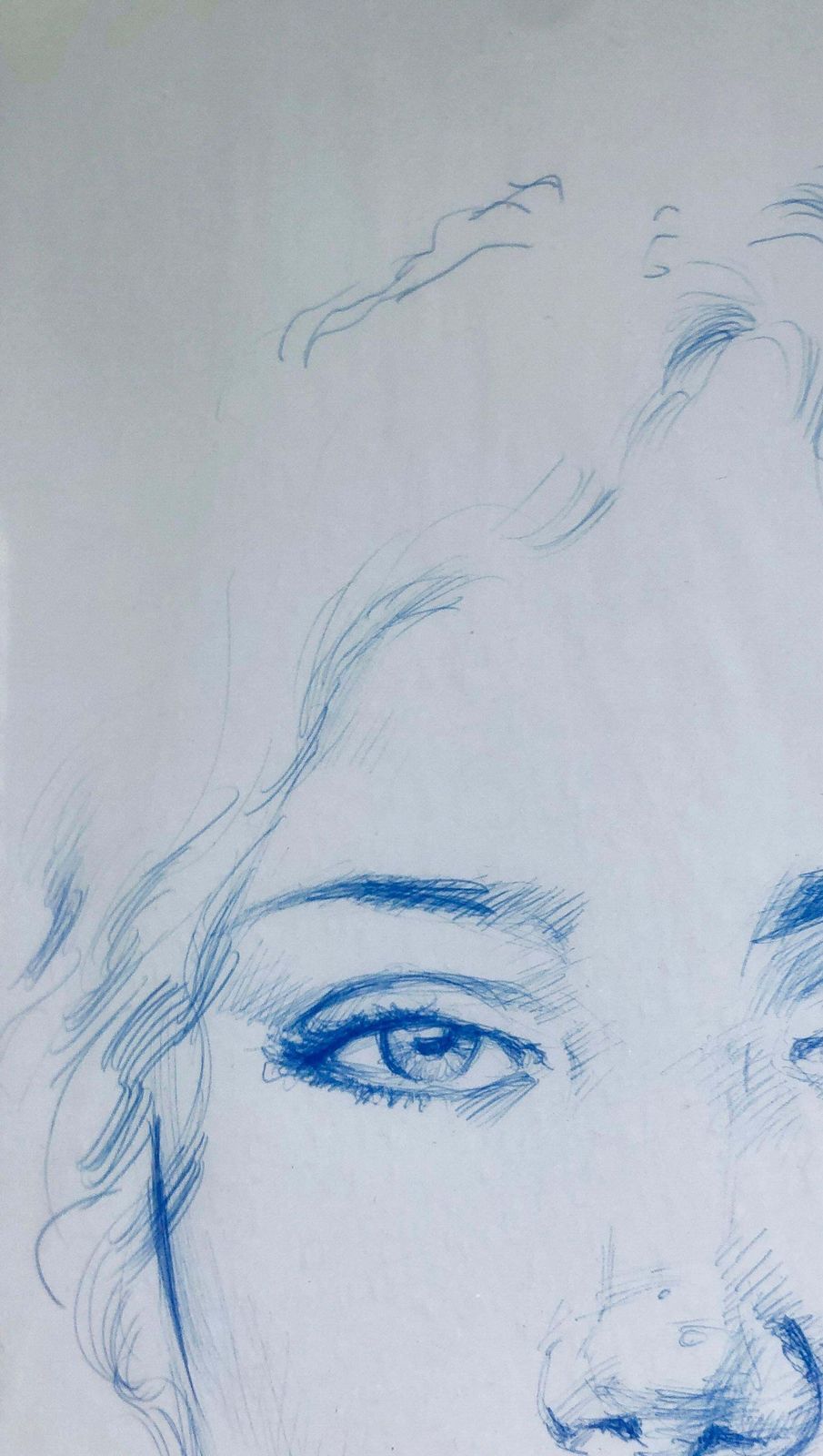 José Luis Fuentetaja Female Portrait Ballpoint Drawing Framed Contemporary Spanish Figurative Art 2013 photo vinterior