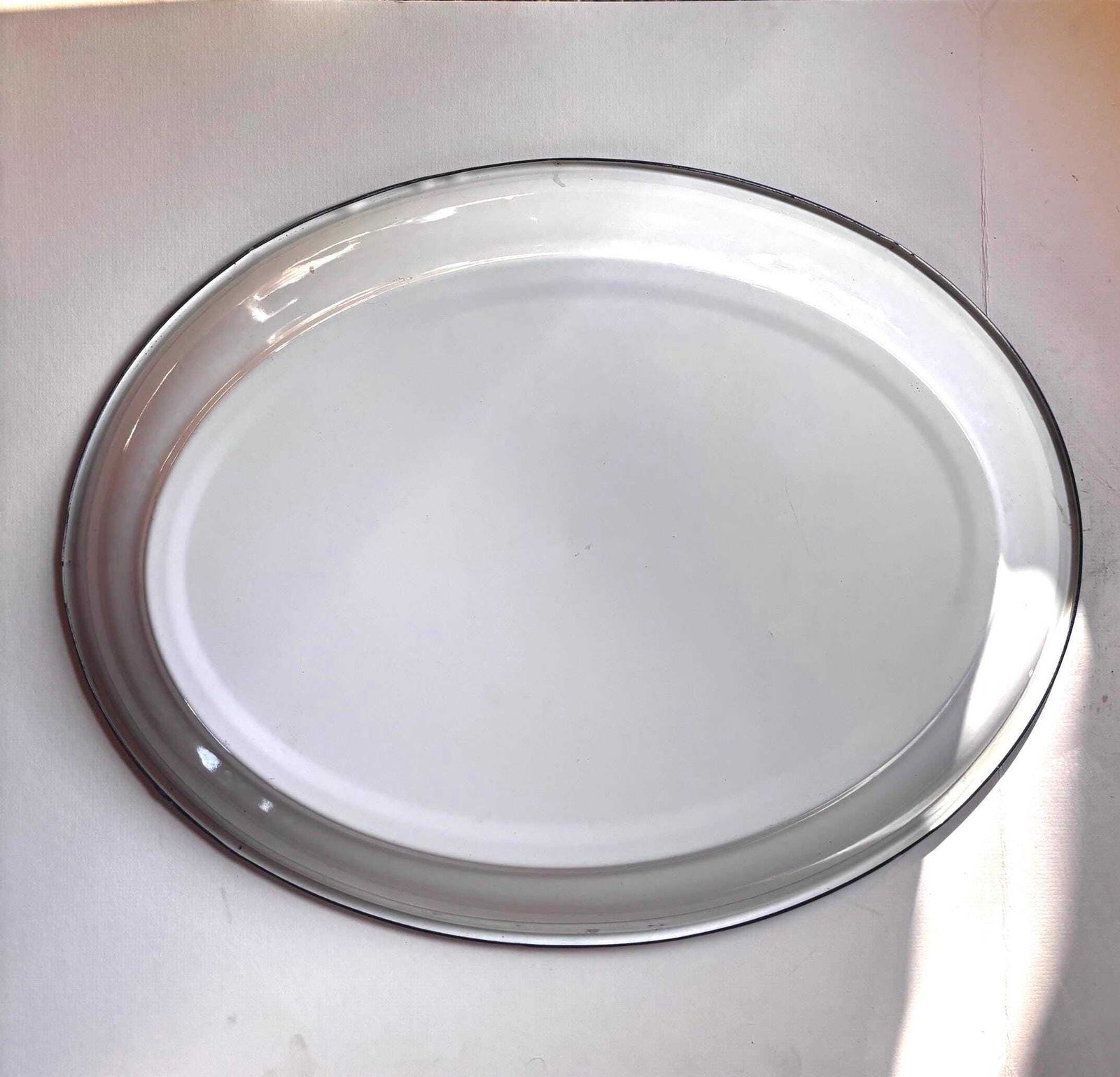85.0 Blue And White Enamel Platter Ikea Arv Idyll Swedish Dish Vintage Modernaire Enamel Platter photo