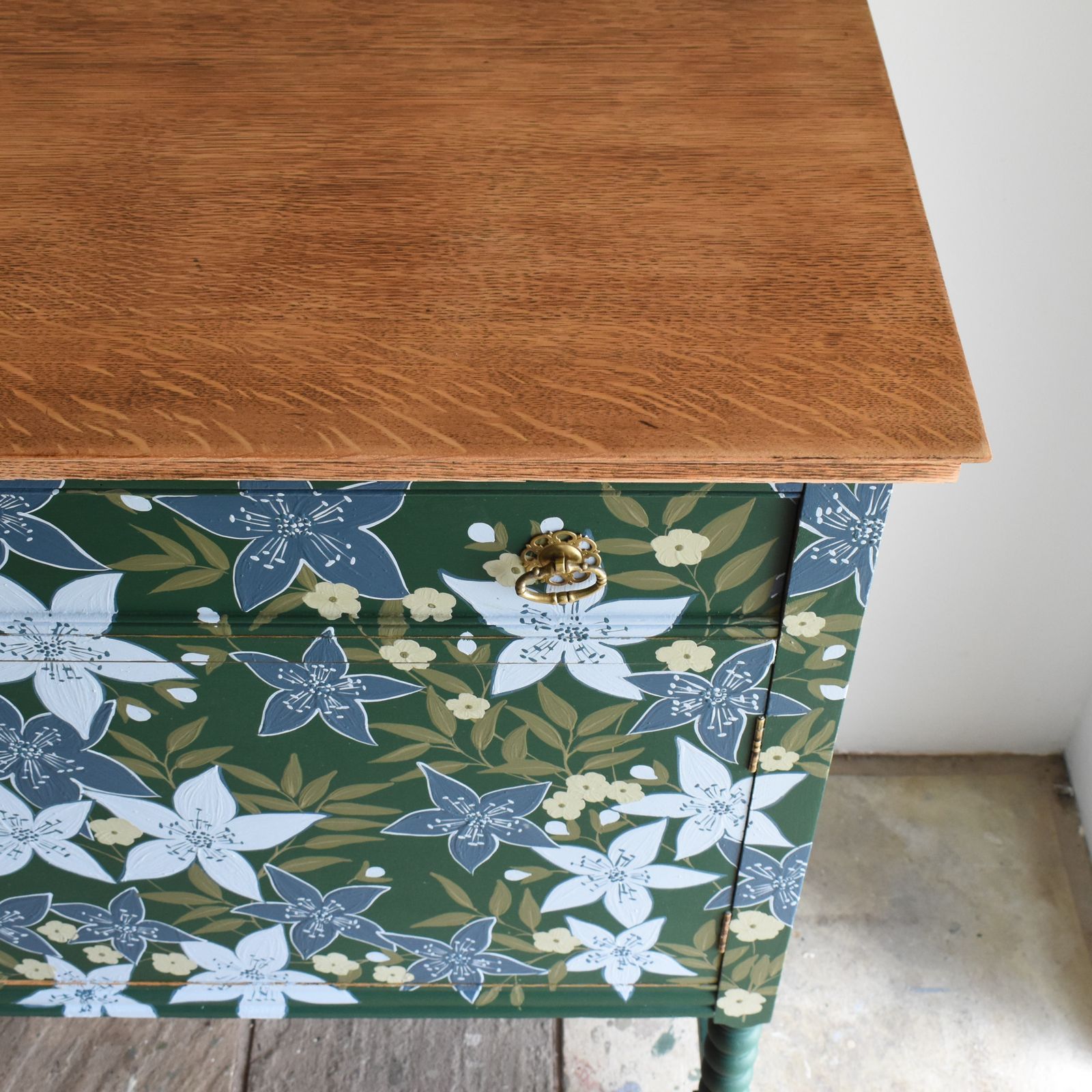 Hand Painted 'Hellebore' Oak Sideboard photo 1295.0