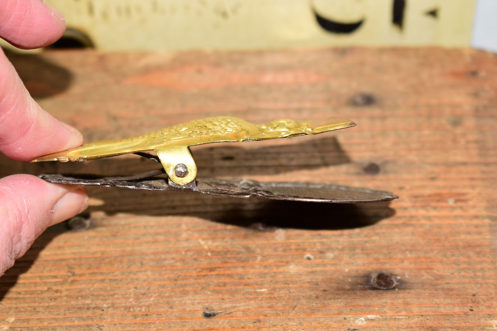 photo for sale Victorian Brass Clip/Paperweight   Gorgeous Romantic With Decorative Detail Of Bird Delivering Letter M Myers