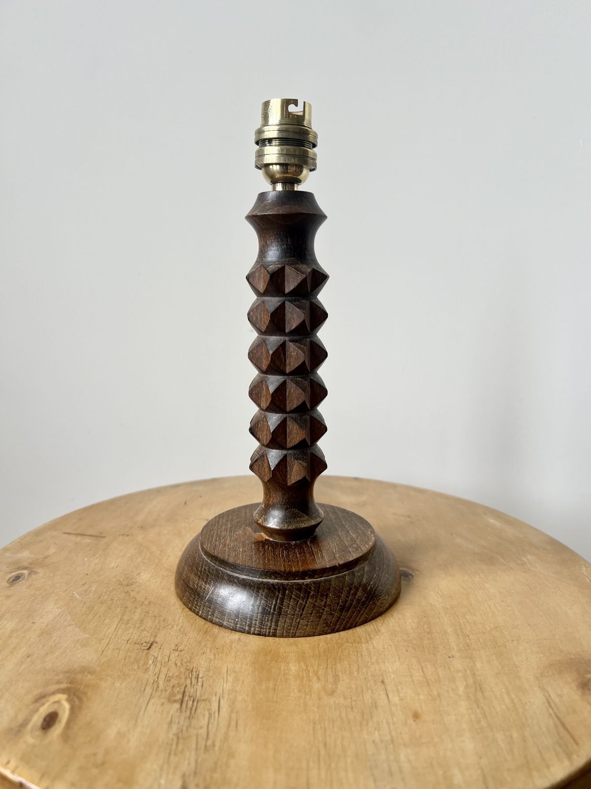 Vintage French Mid Century Turned Wood Table Lamp, Charles Dudouyt, Circa 1930 50