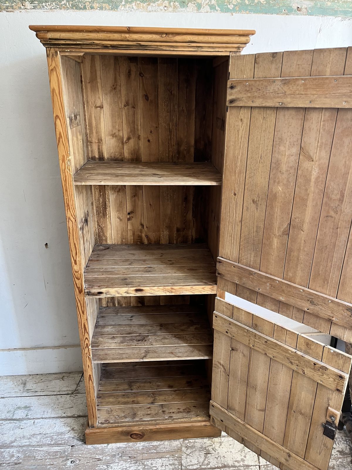 Furniture A Tall Narrow Victorian Pine Linen/Larder Cupboard photo