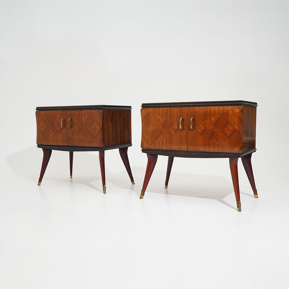 Pair Of Bedside Tables With Glass Top, 1950s photo for sale