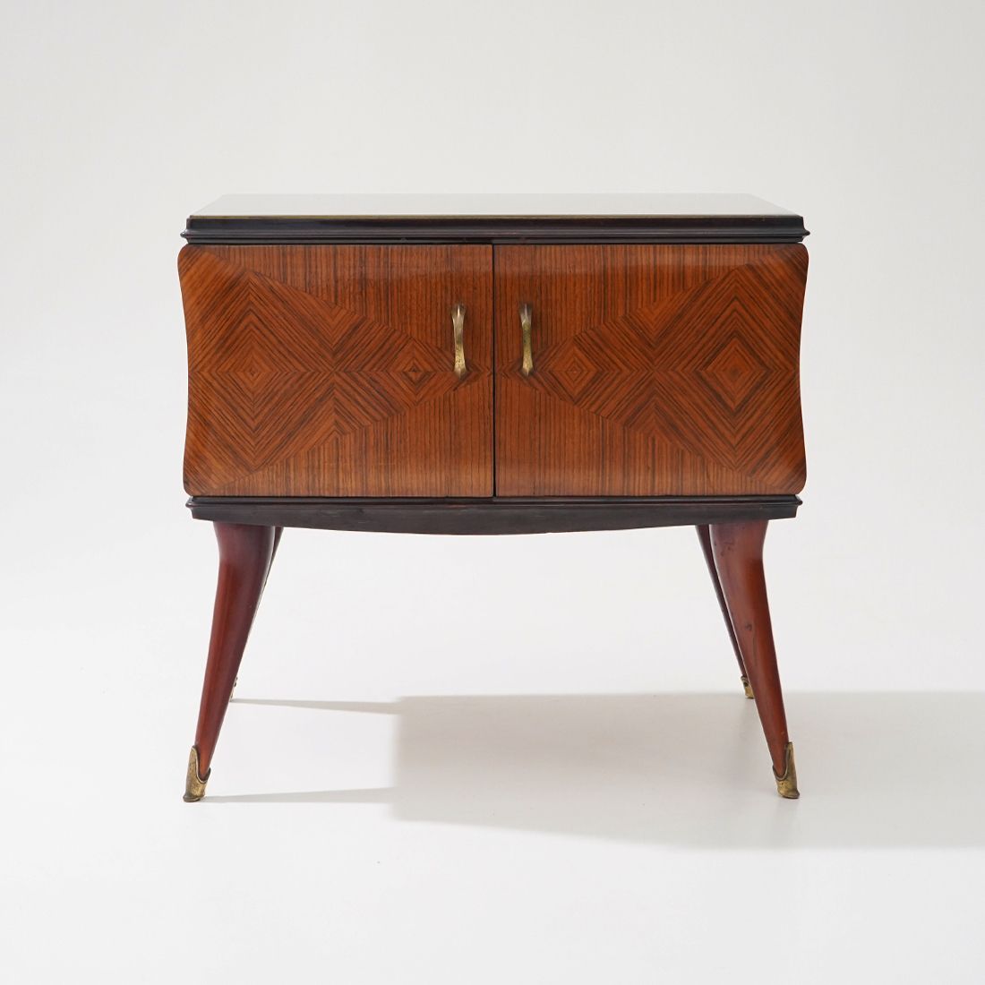 photo furniture Pair Of Bedside Tables With Glass Top, 1950s