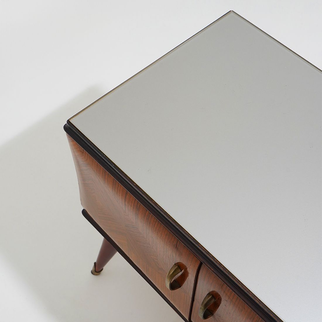 photo for sale Pair Of Bedside Tables With Glass Top, 1950s