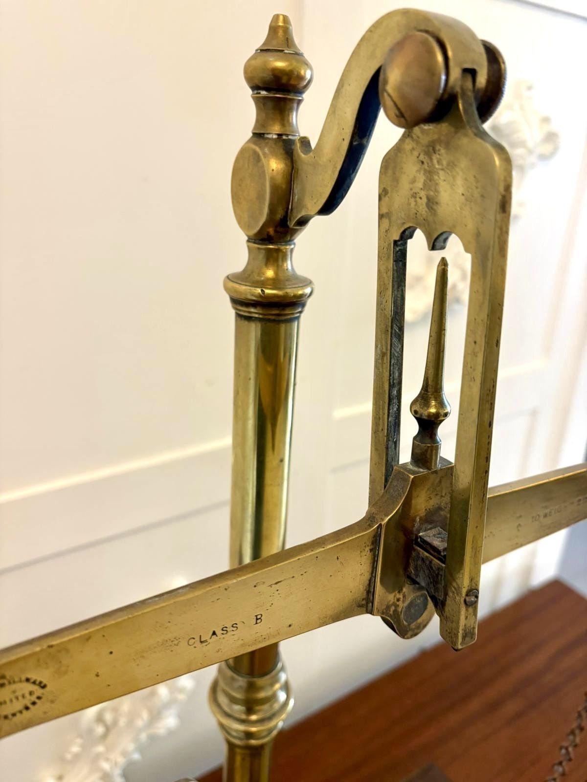 Antique 19th Century Apothecary Balance Scales Brass Mahogany Day & Millward Complete With Weights photo furniture