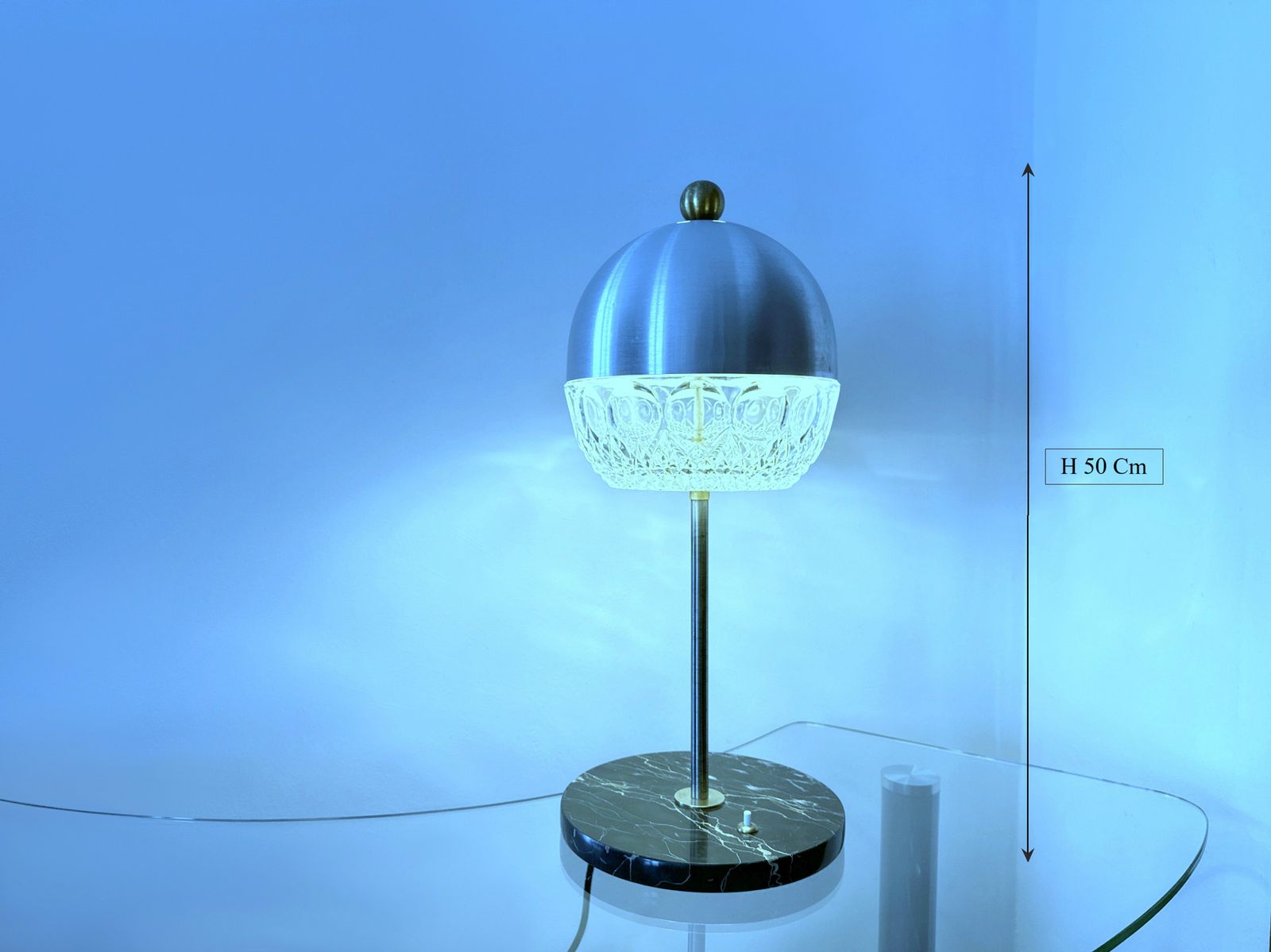 650.0 Cristal Art Table Lamp / Crystal, Marble And Brass / Italy '60 photo