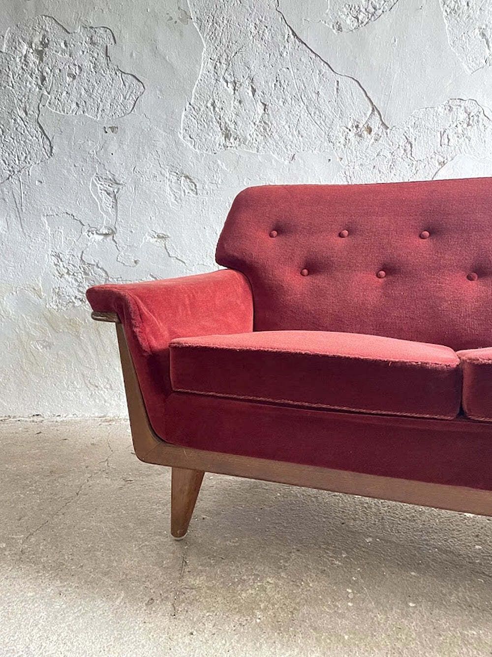 Mid Century Modern Three Seater Velvet Sofa, Swedish 1950s–1960s photo vinterior