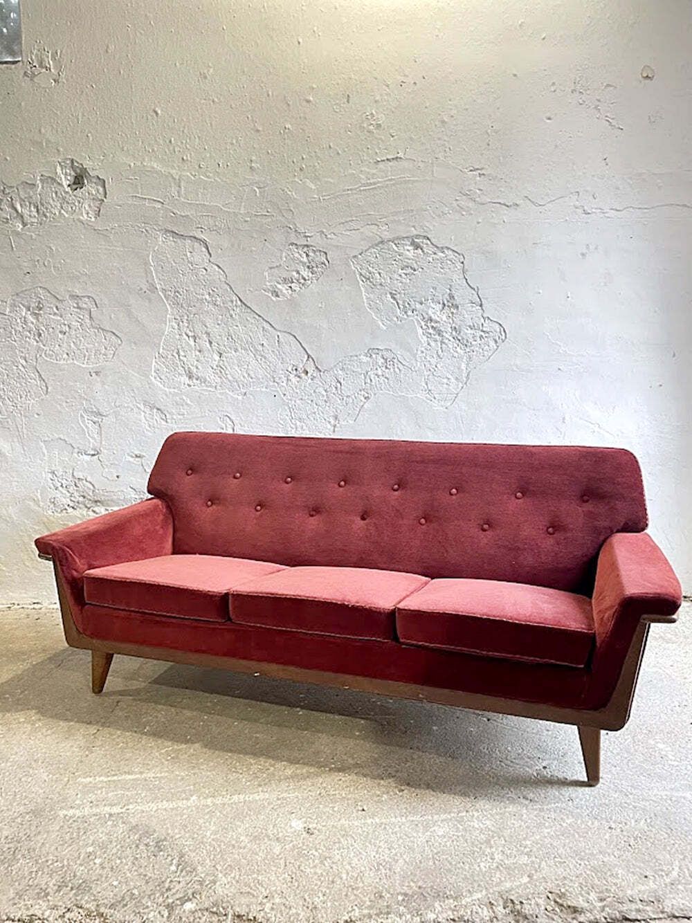 785.0 Mid Century Modern Three Seater Velvet Sofa, Swedish 1950s–1960s photo